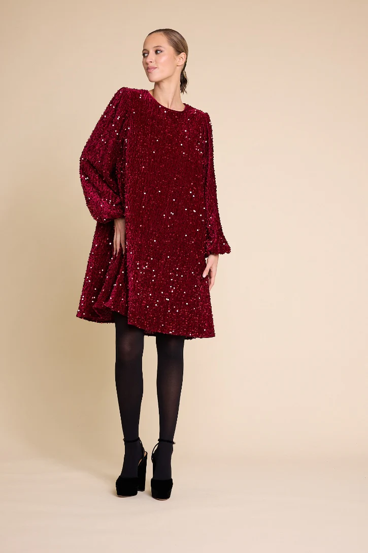 Red Luna Sequins Dress - Image 3