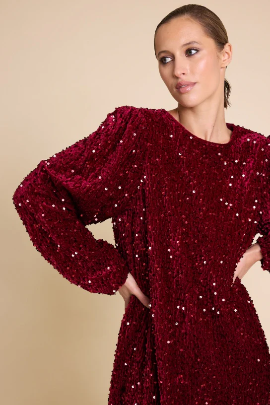 Red Luna Sequins Dress - Image 4