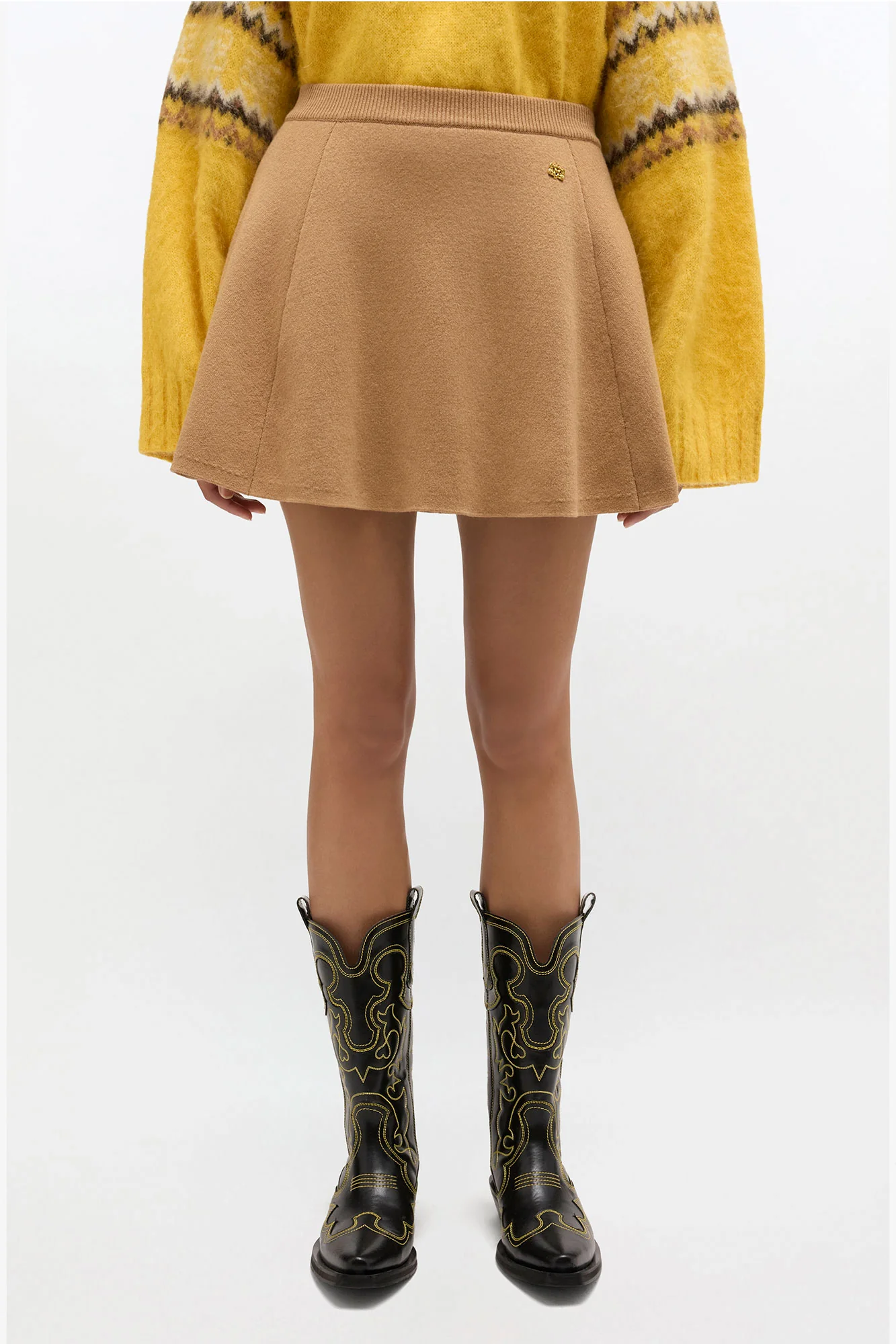 Beige Cashmere Wool Skirt - Image 3