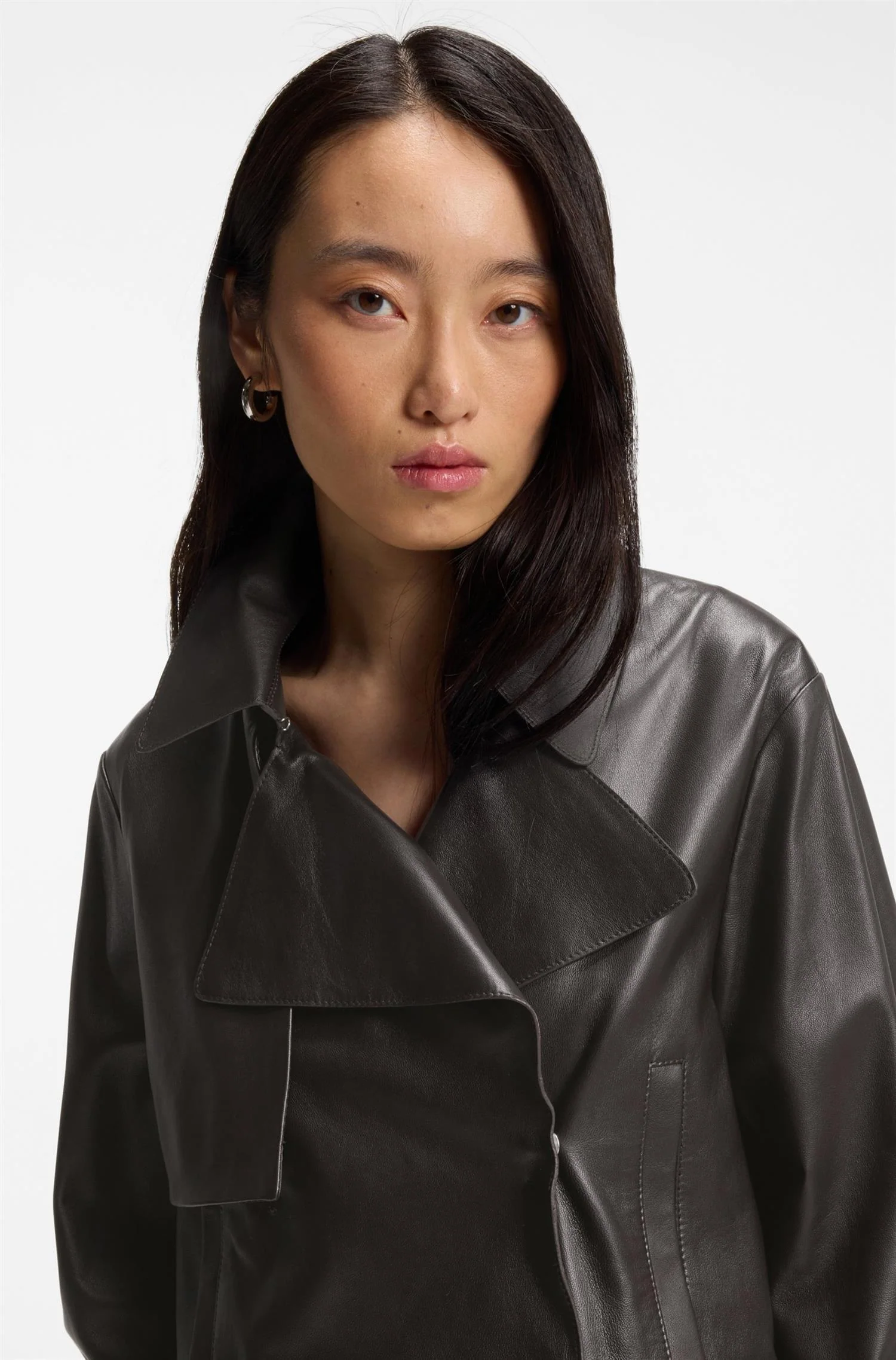 Mørkebrun Sarcae Leather Jacket - Image 3