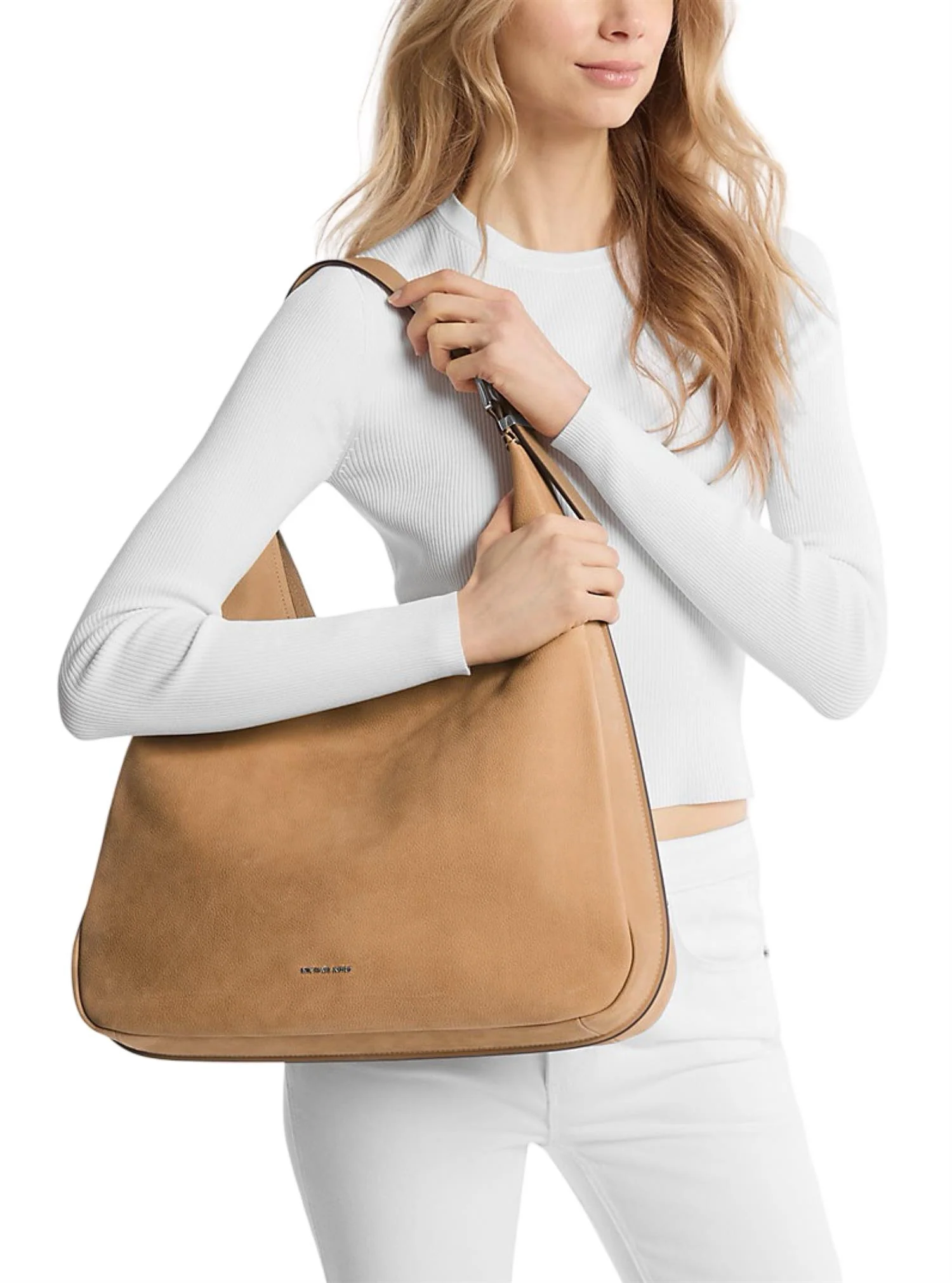 Beige Nolita Nubuk Hobo Shoulder Bag - Image 2