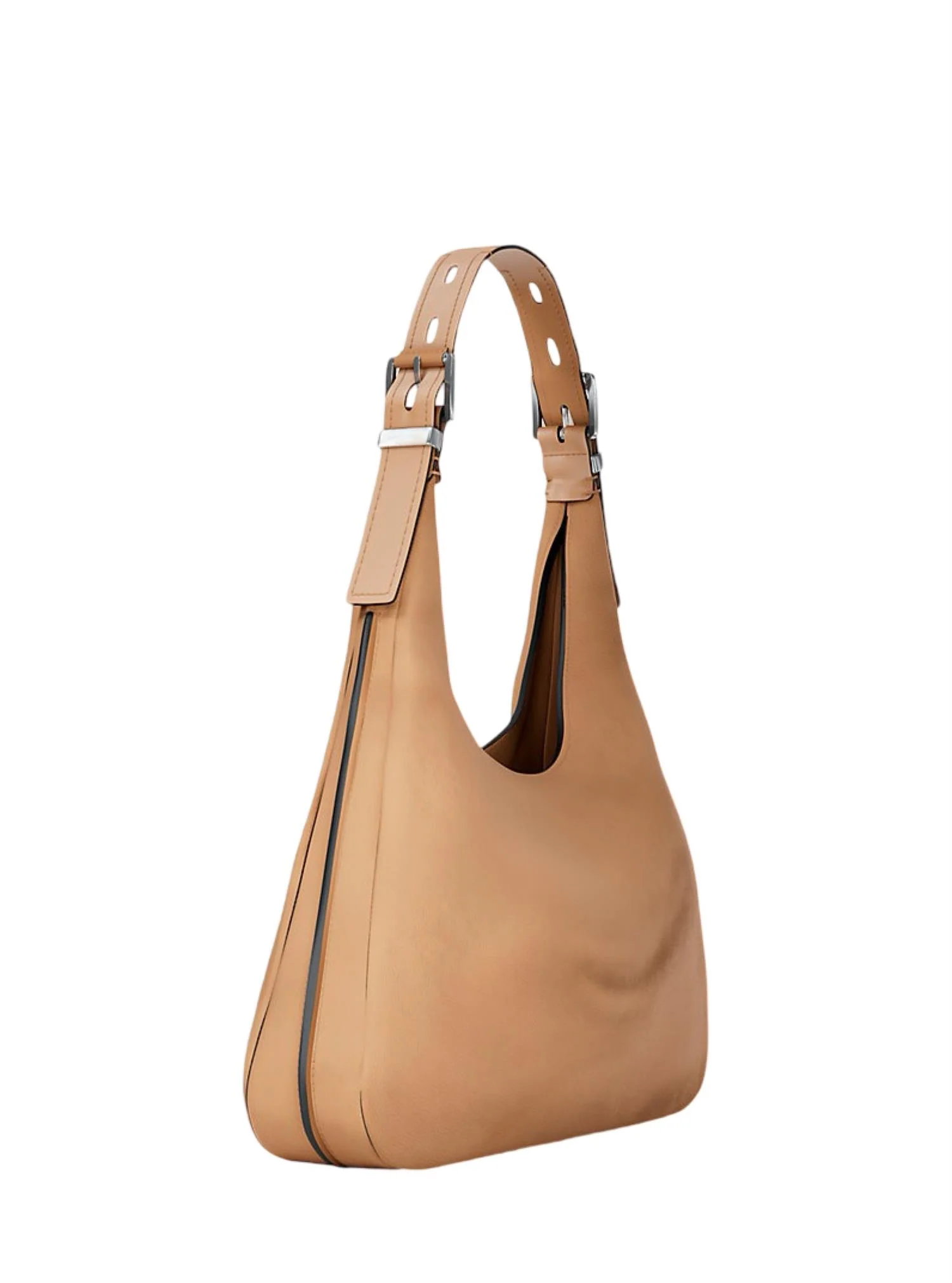 Beige Nolita Nubuk Hobo Shoulder Bag - Image 4