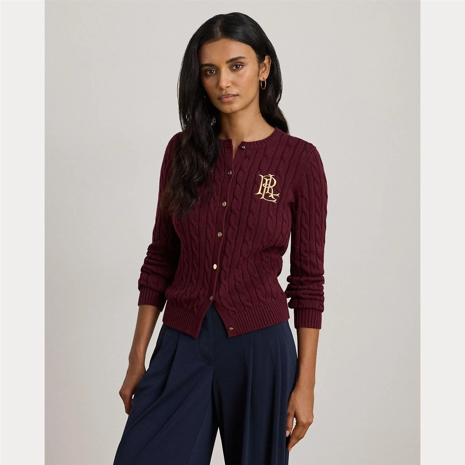 Burgunder Cabel Knit Cardigan - Image 2