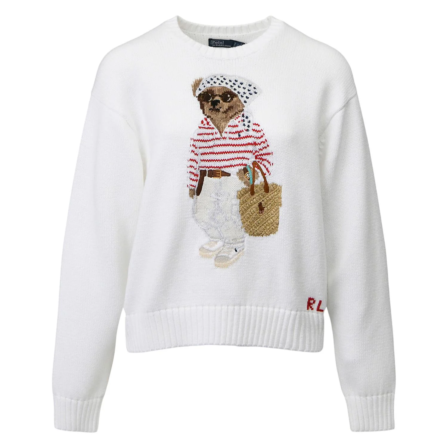 White Multi Bear Pullover Sweater
