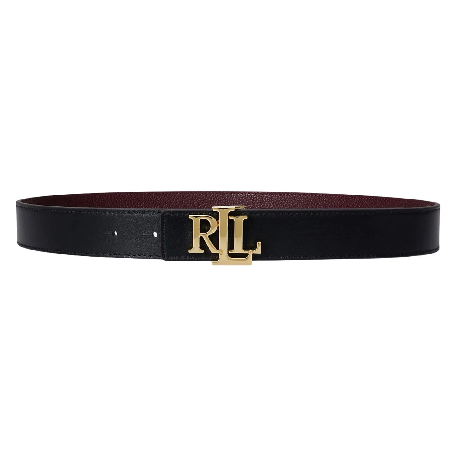 Garnet/Black Logo Reversible Pebbled Leather Belt 30 - Image 3
