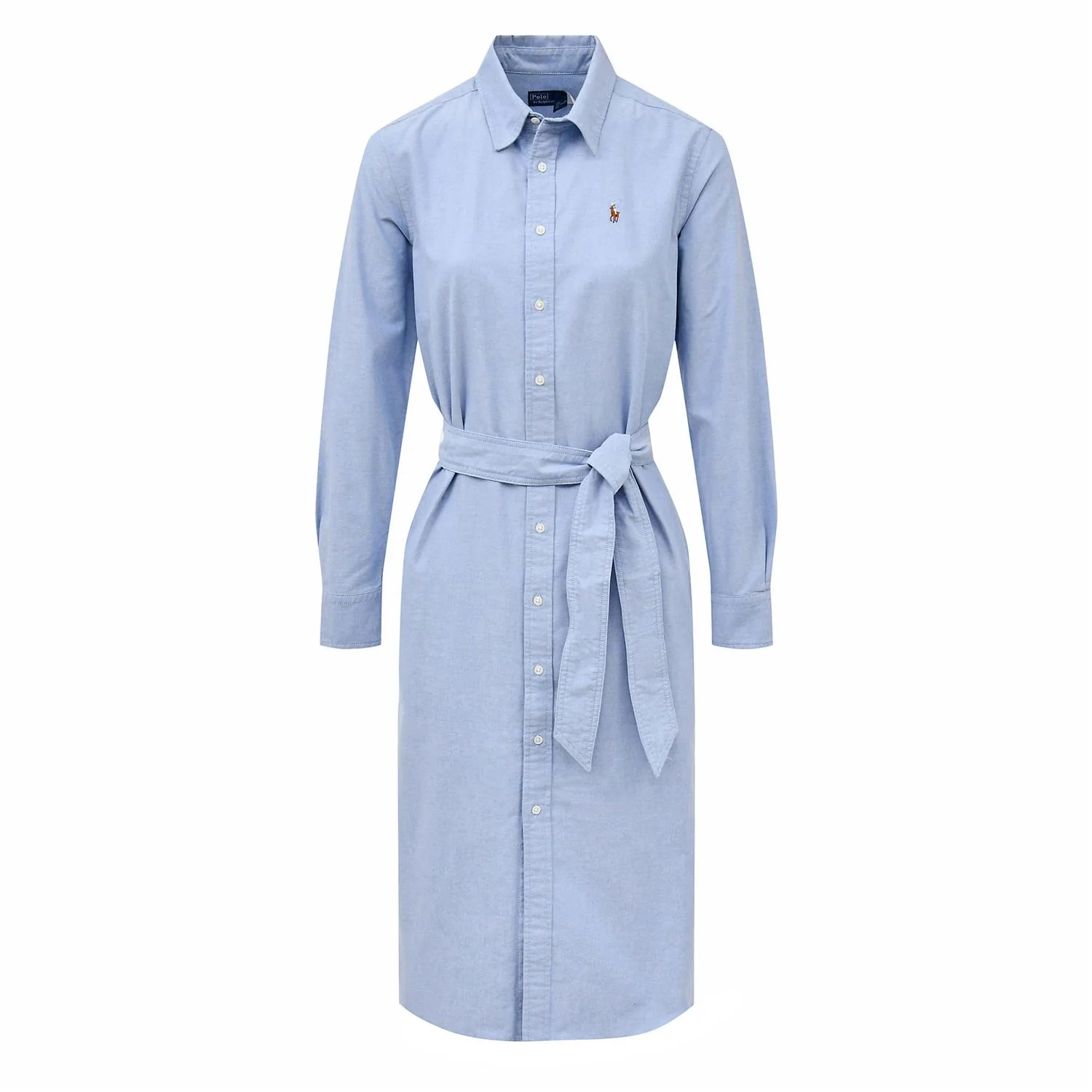 Lyseblå Belted Oxford Shirtdress