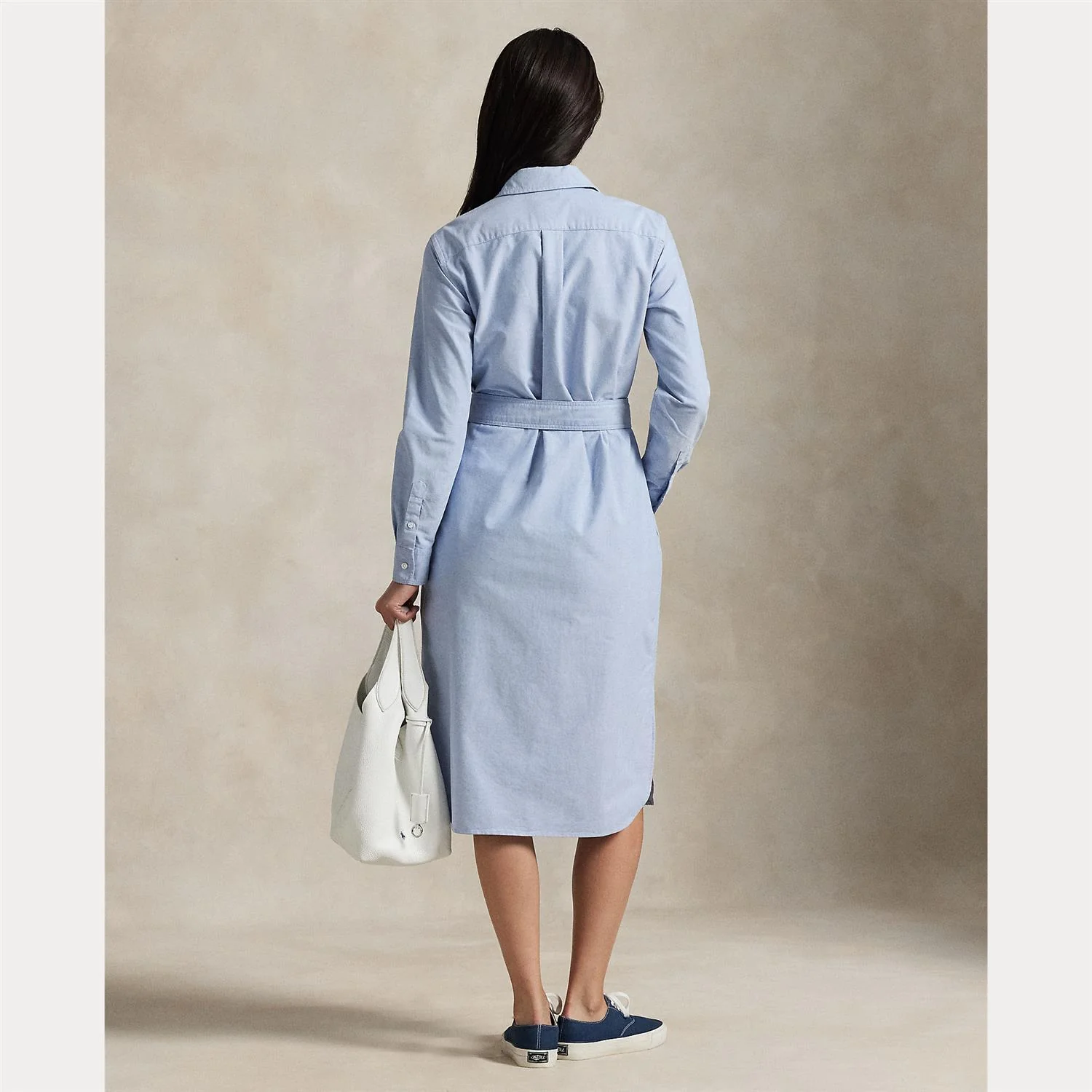 Lyseblå Belted Oxford Shirtdress - Image 4