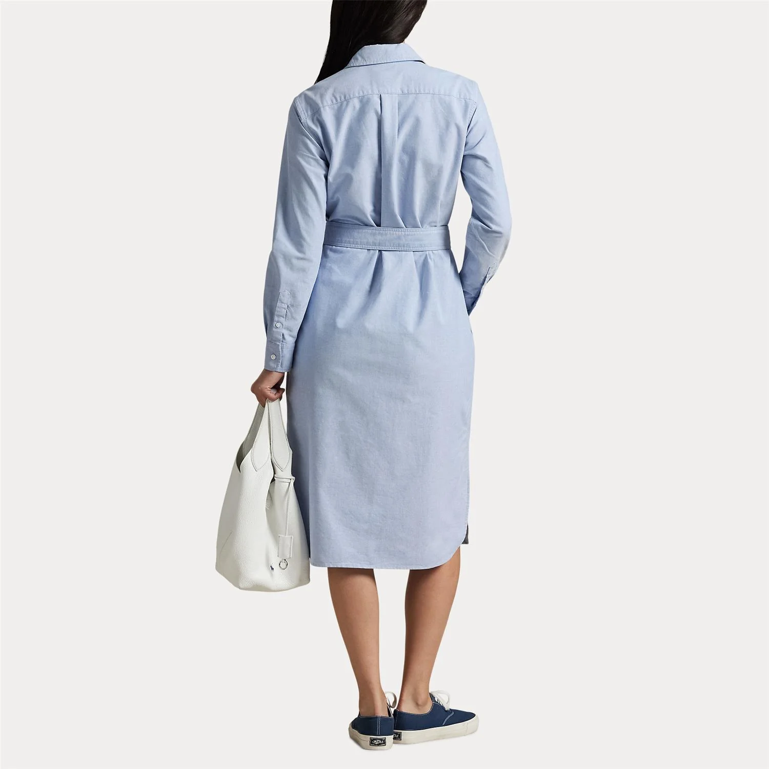 Lyseblå Belted Oxford Shirtdress - Image 8