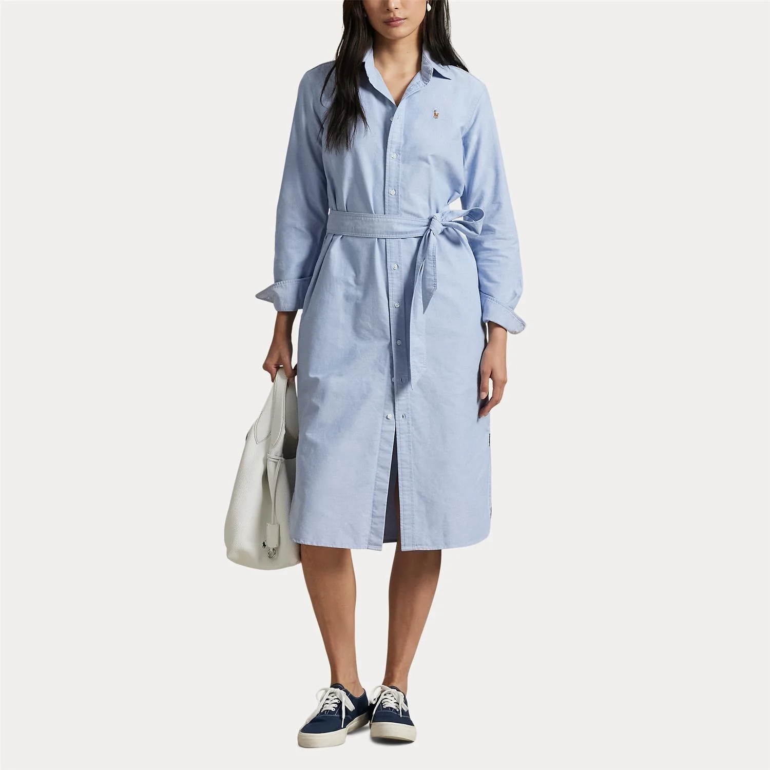 Lyseblå Belted Oxford Shirtdress - Image 9