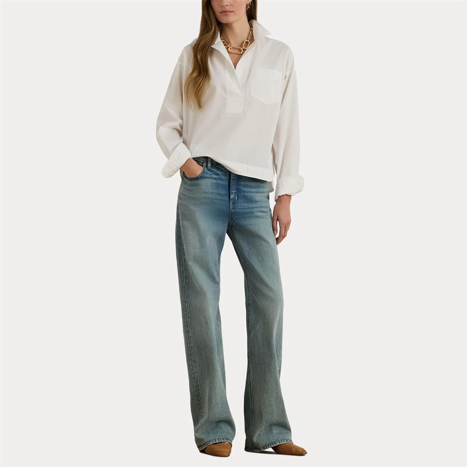 White Broadcloth Cropped Shirt - Image 4