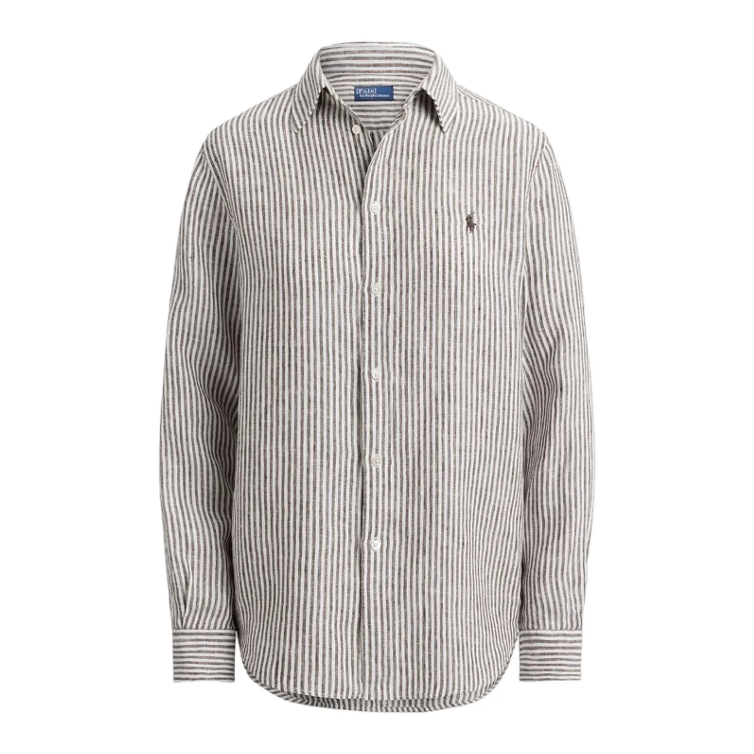 Brun/hvit Classic Fit Striped Linen Shirt