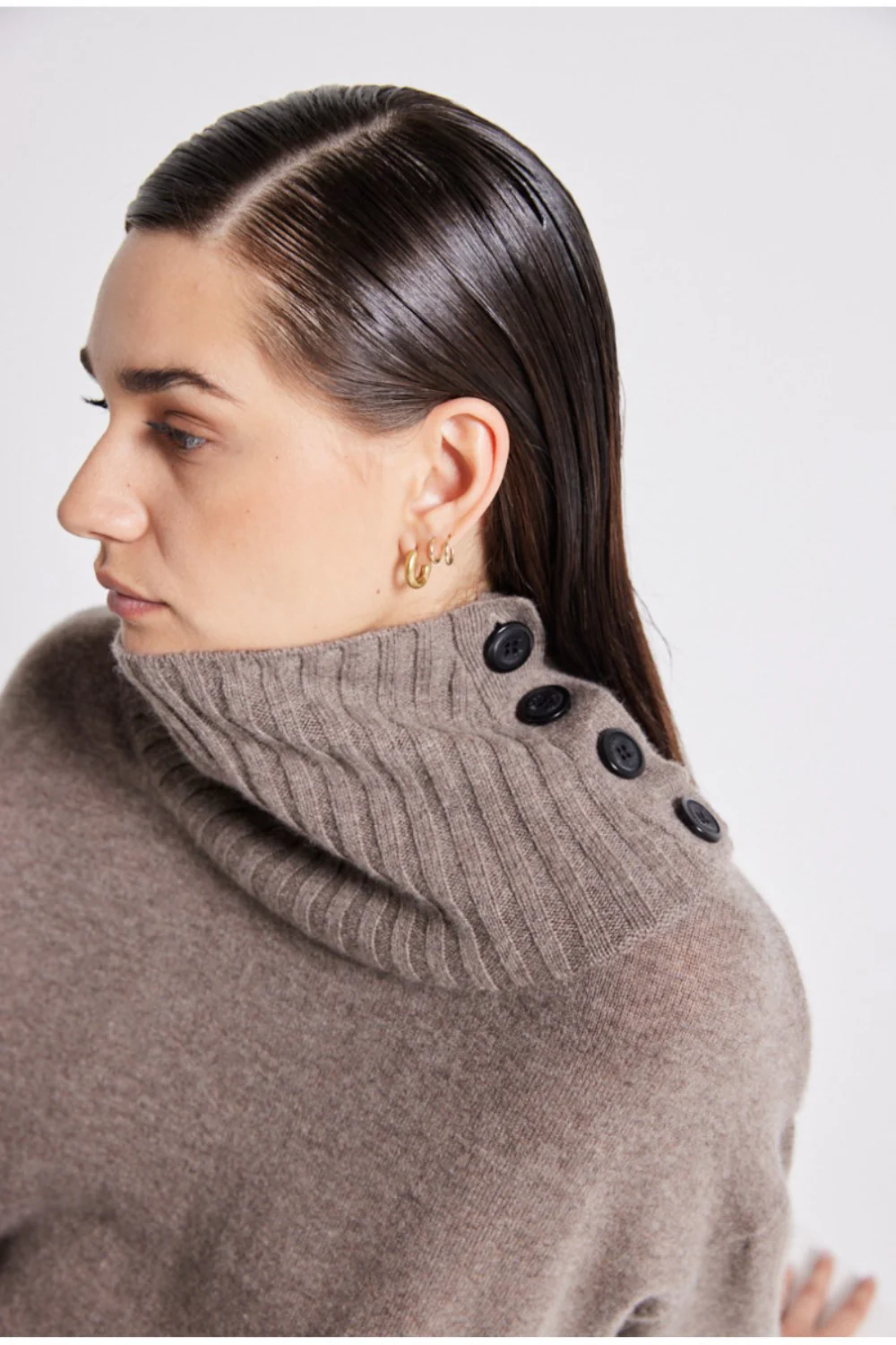 Beige Pull Col Montant - Image 3