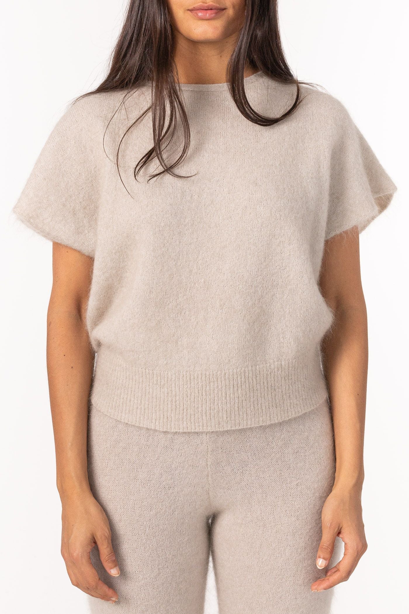 Beige Soft Wide Sleeveless top