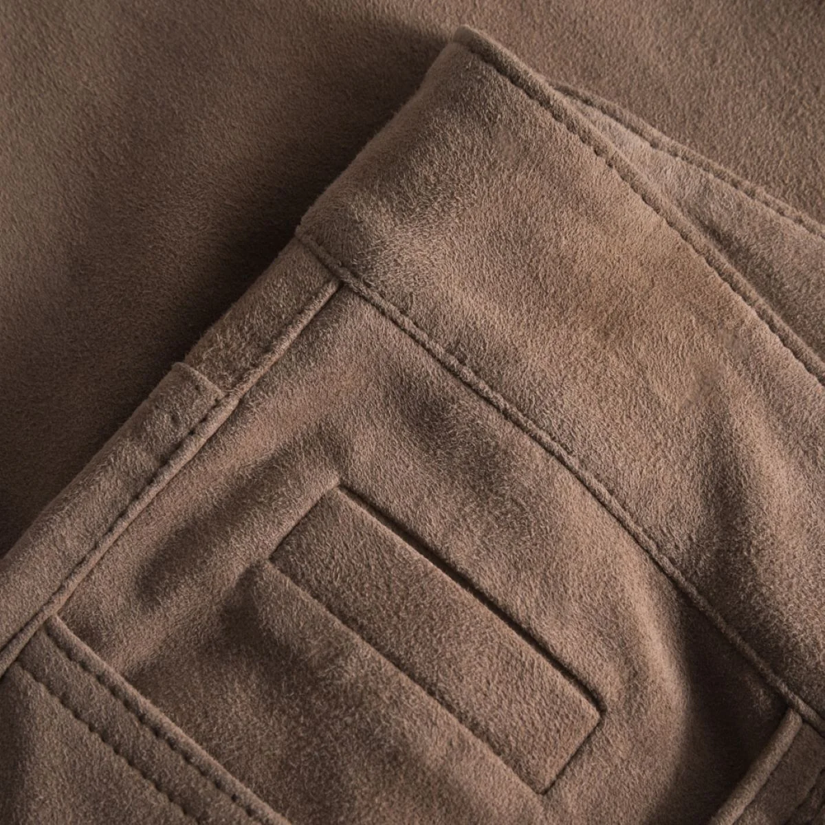 Beige Suede Stretch Pants - Image 4