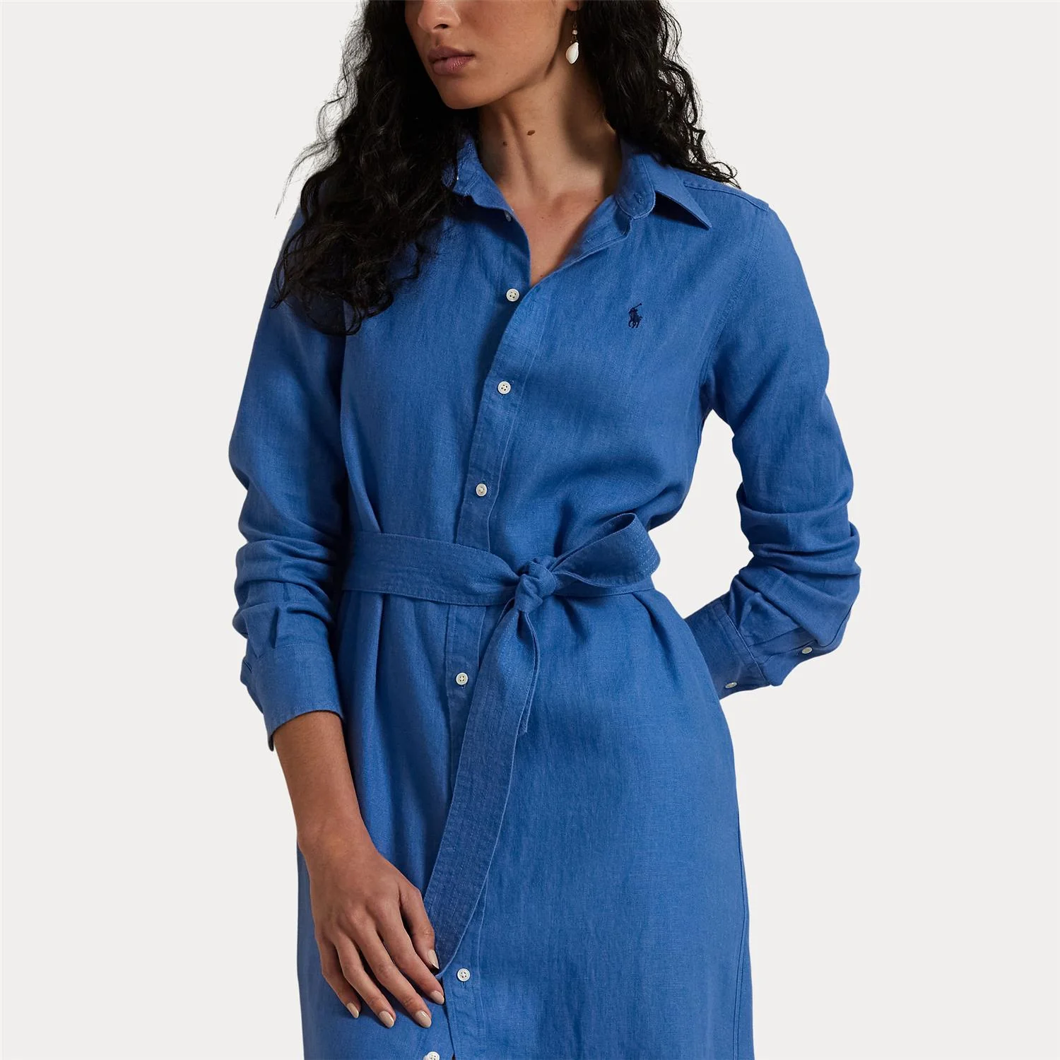 Blå belted linen shirtdress - Image 6