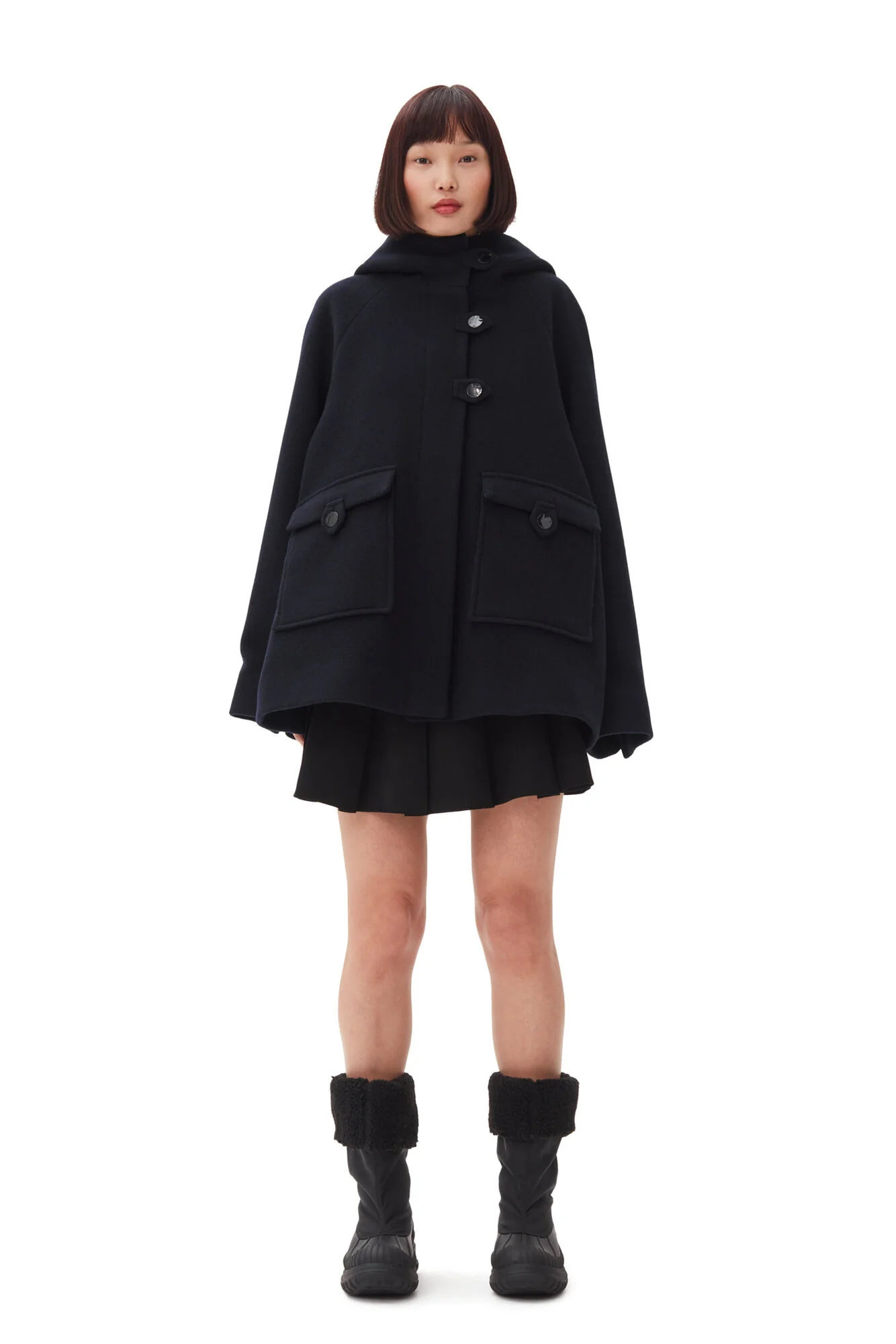 Blå Boiled Wool Midi Jacket - Image 4