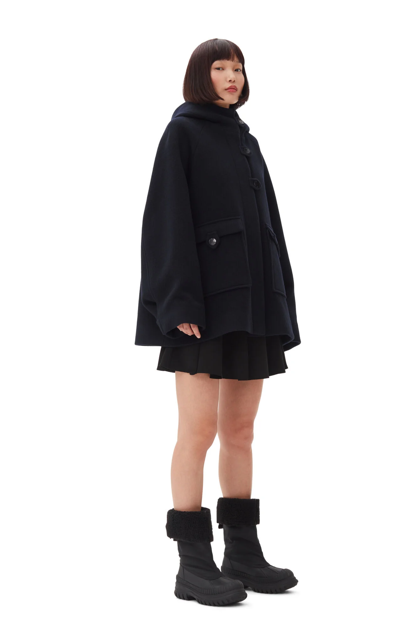 Blå Boiled Wool Midi Jacket - Image 5