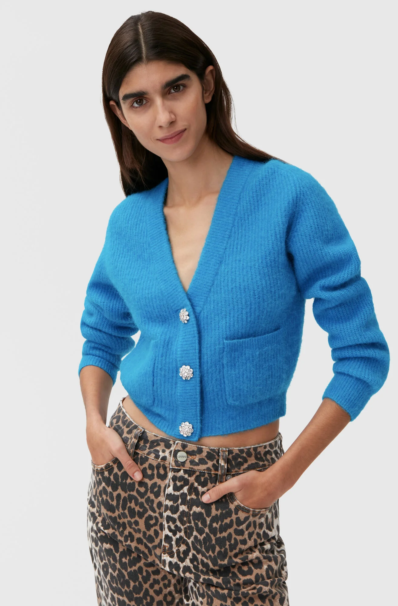Blå Cardigan Solid - Image 2