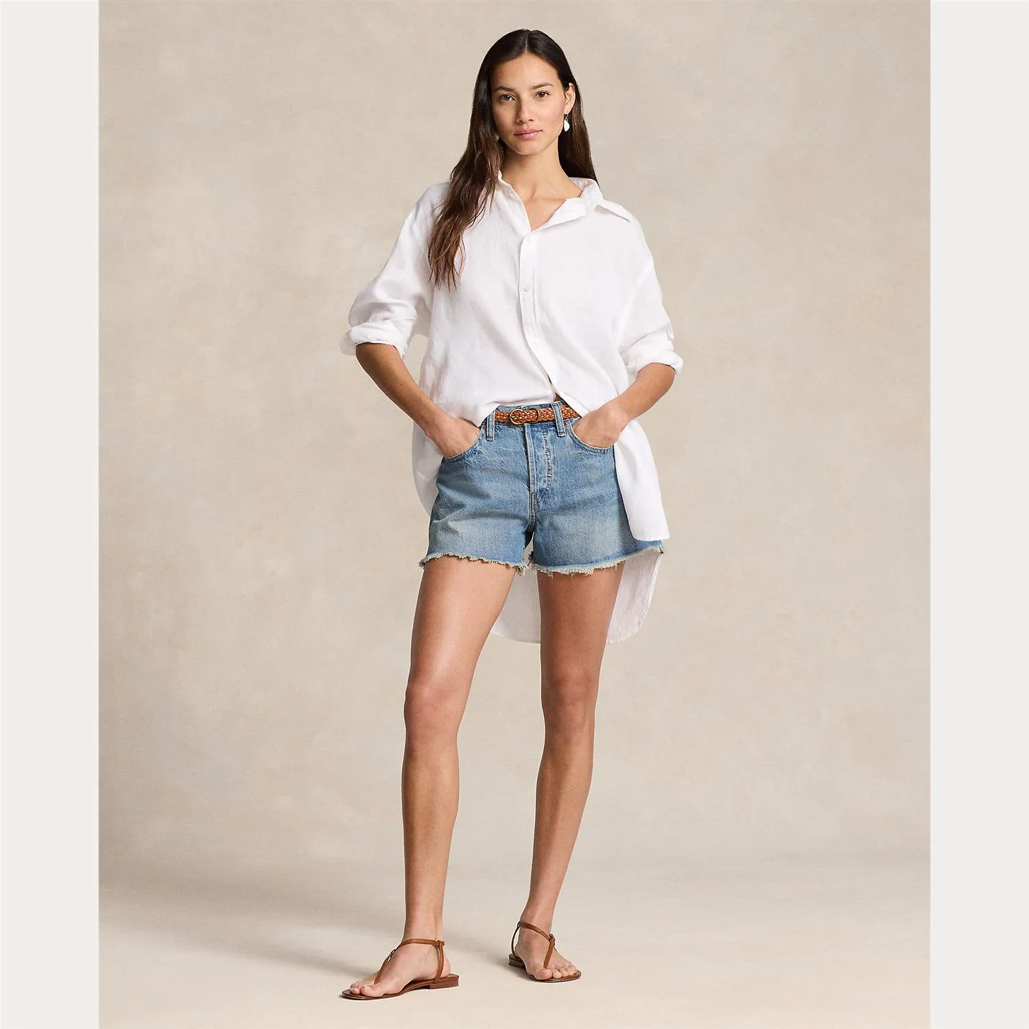 Blå Cutoff Denim Shorts - Image 2
