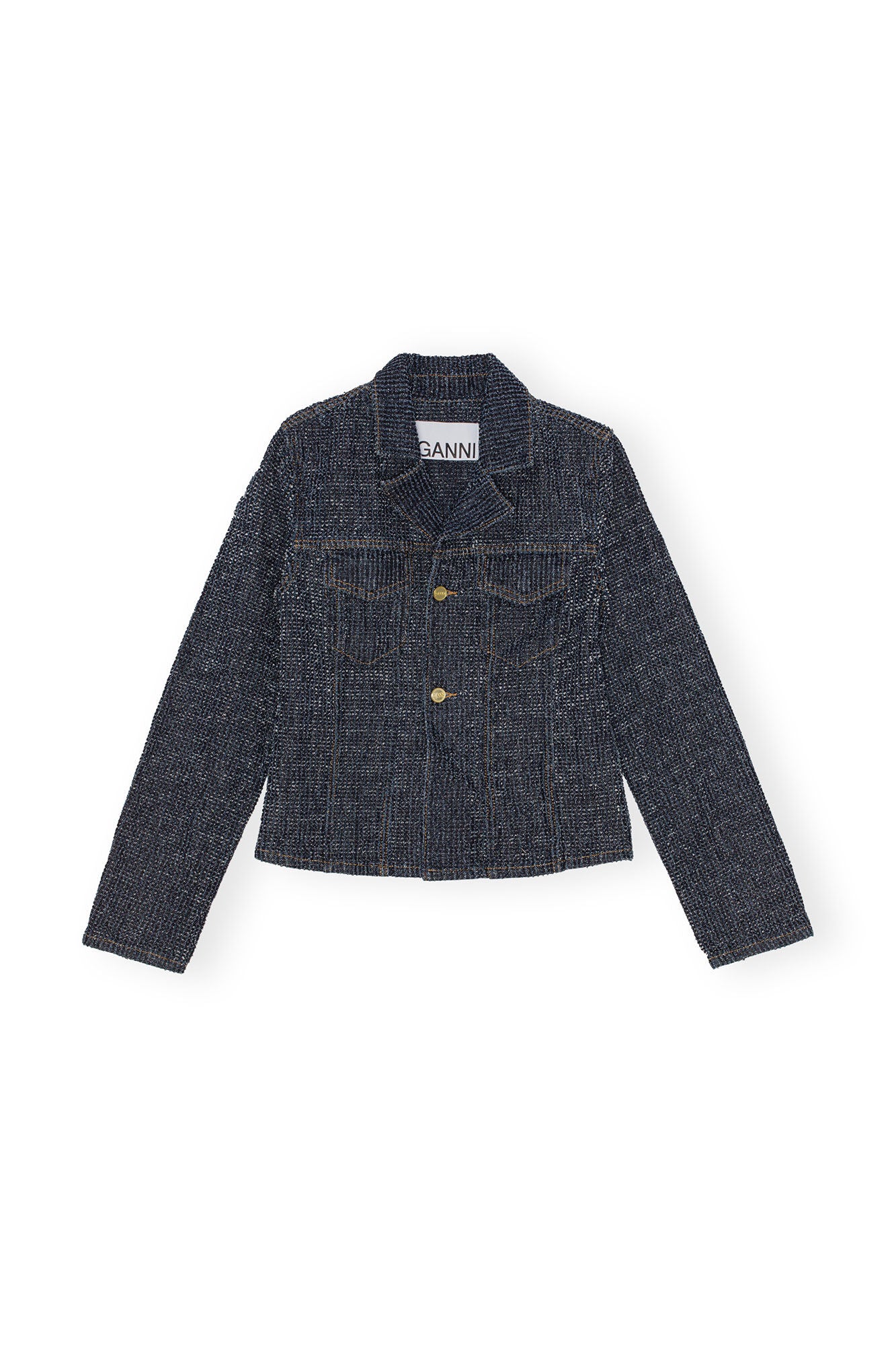 Blå Fluffy Denim Fitted Blazer