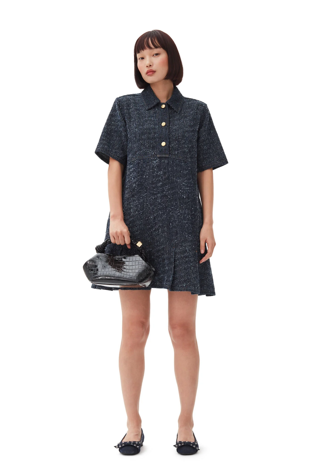 Blå Fluffy Denim Mini Dress - Image 2