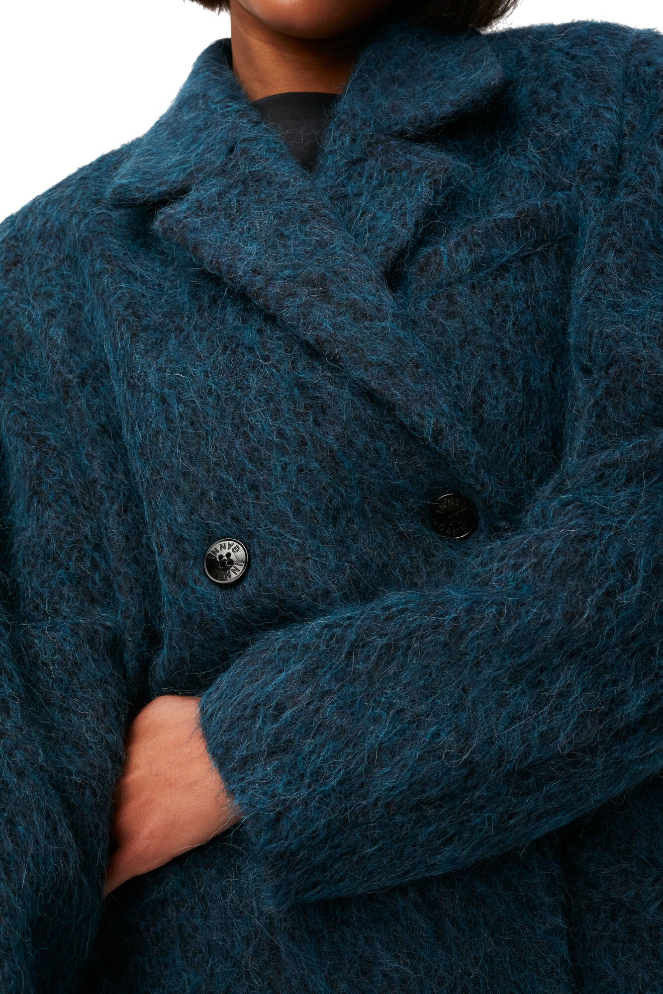 Blå Flyffy Wool Coat - Image 4