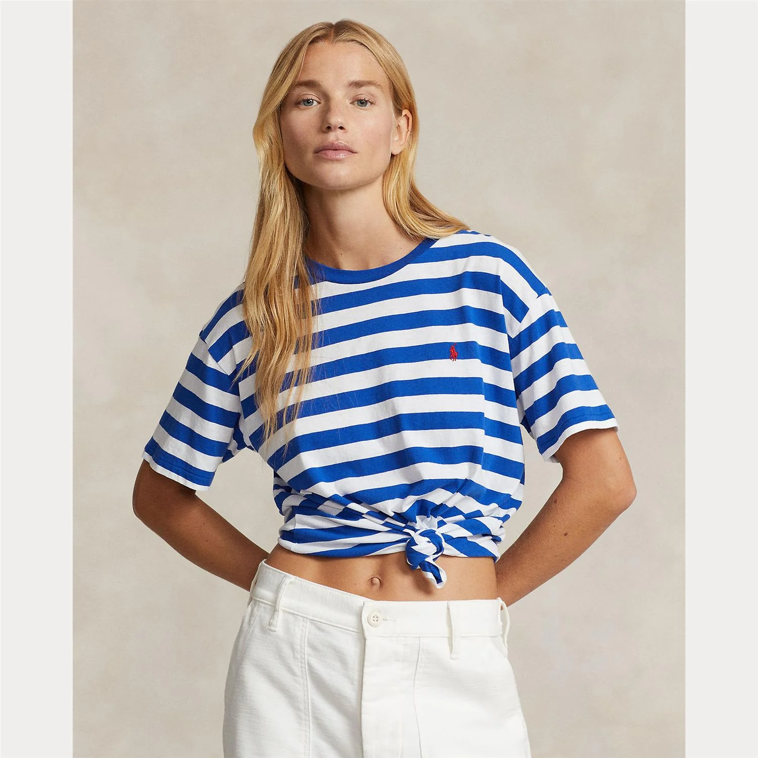 Blå/hvit Striped jersey tee - Image 2