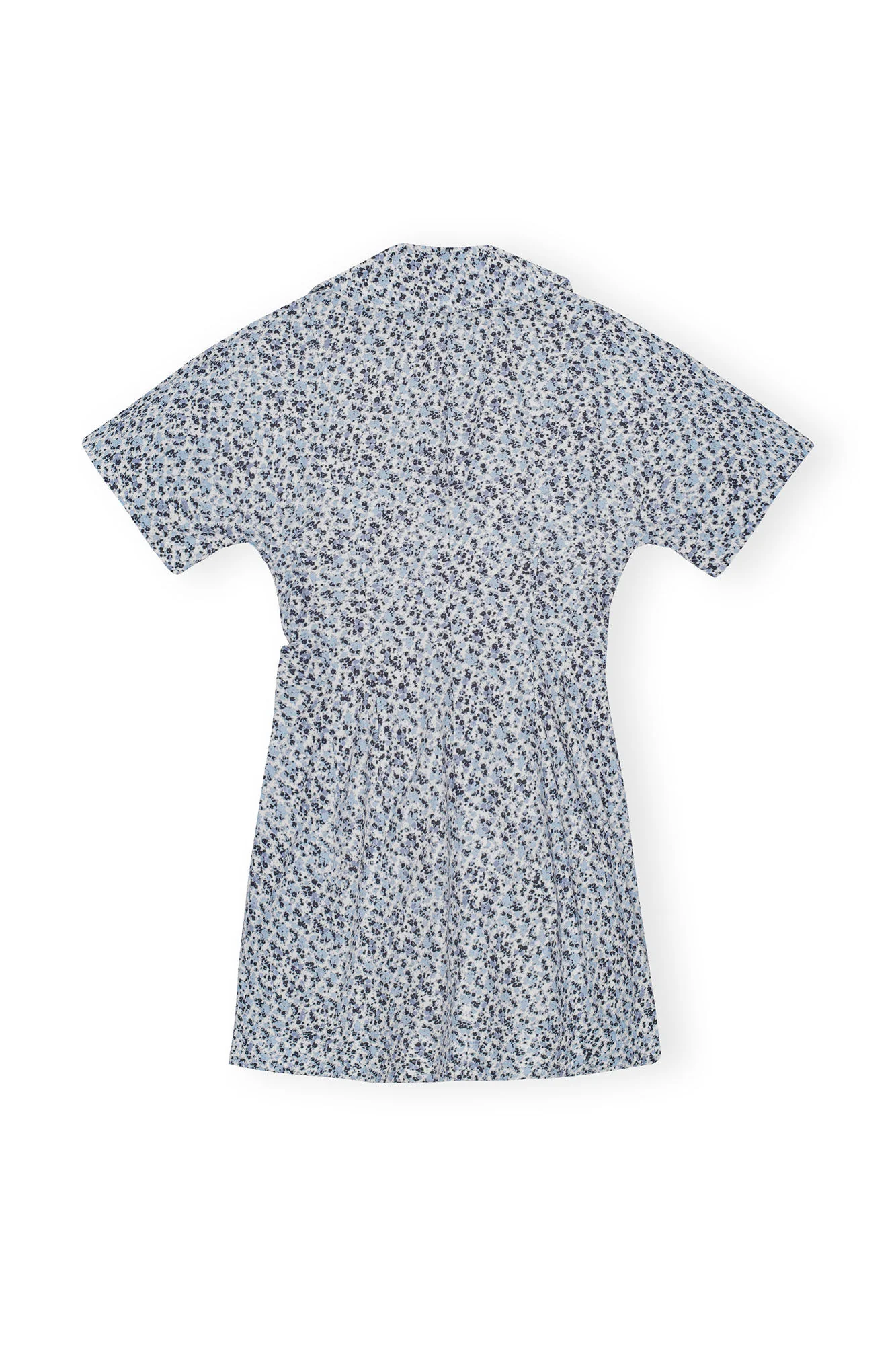 Blå Printed Cotton Wrap Mini Dress - Image 3