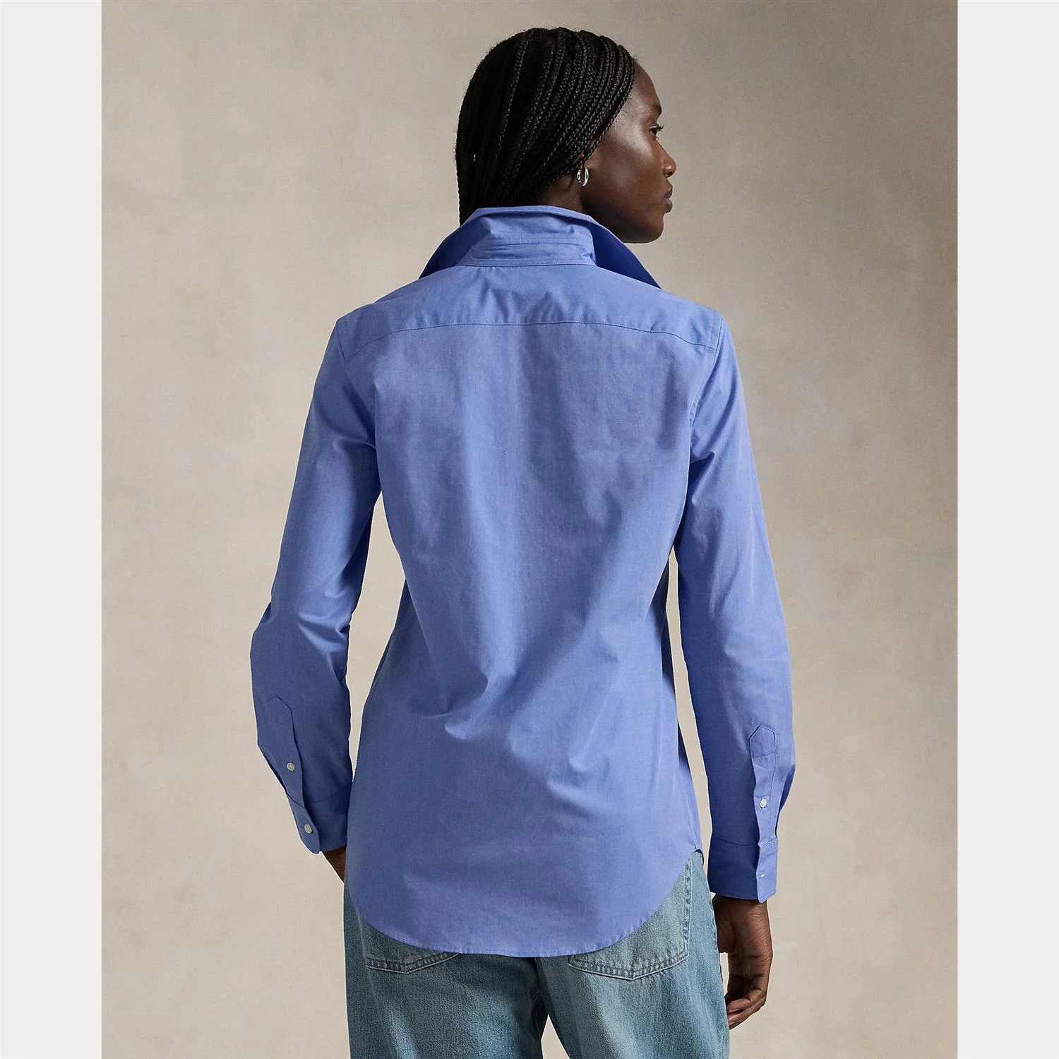 Blå Stretch Slim Fit Cotton Shirt - Image 4