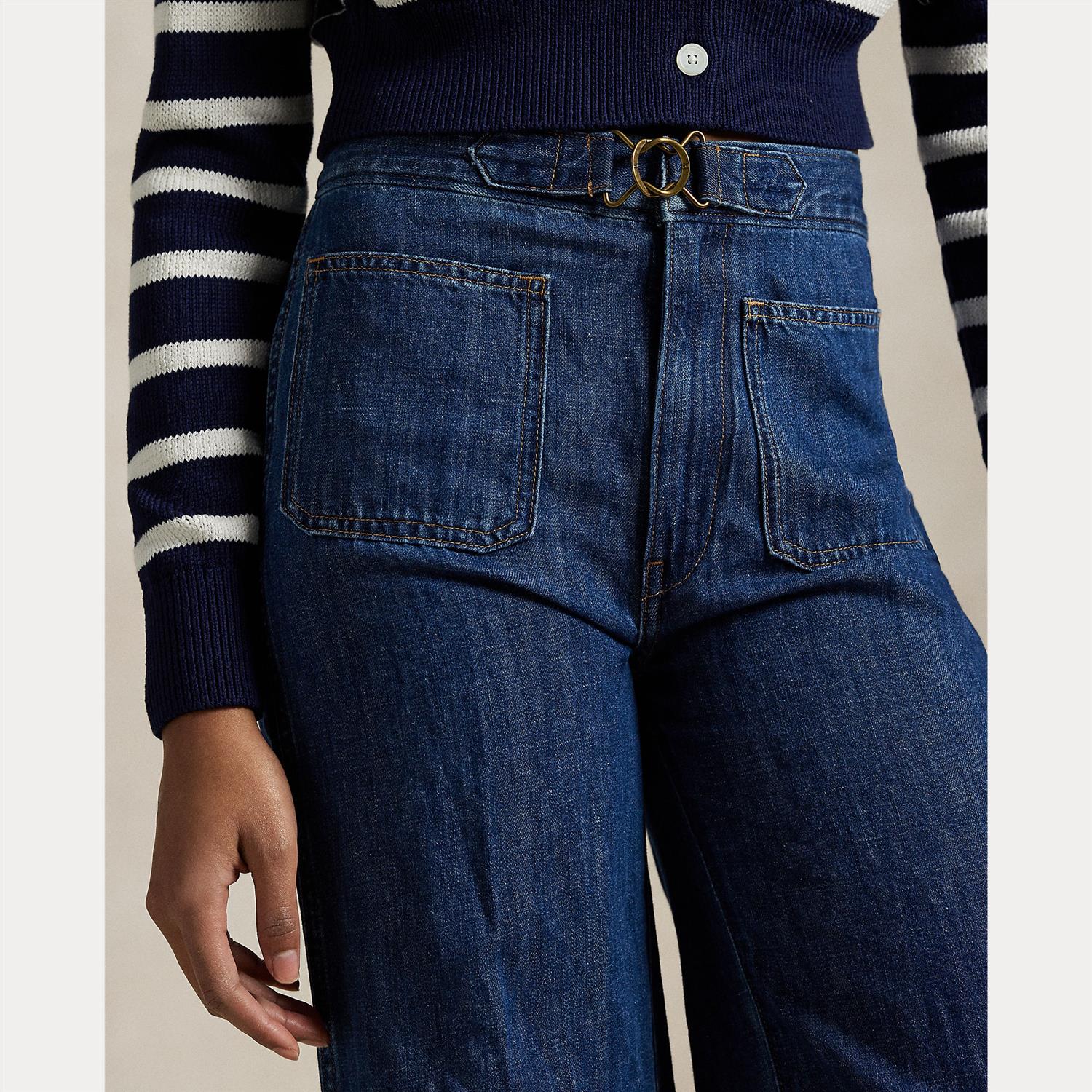 Blå Wide Leg Flare Jeans - Image 5