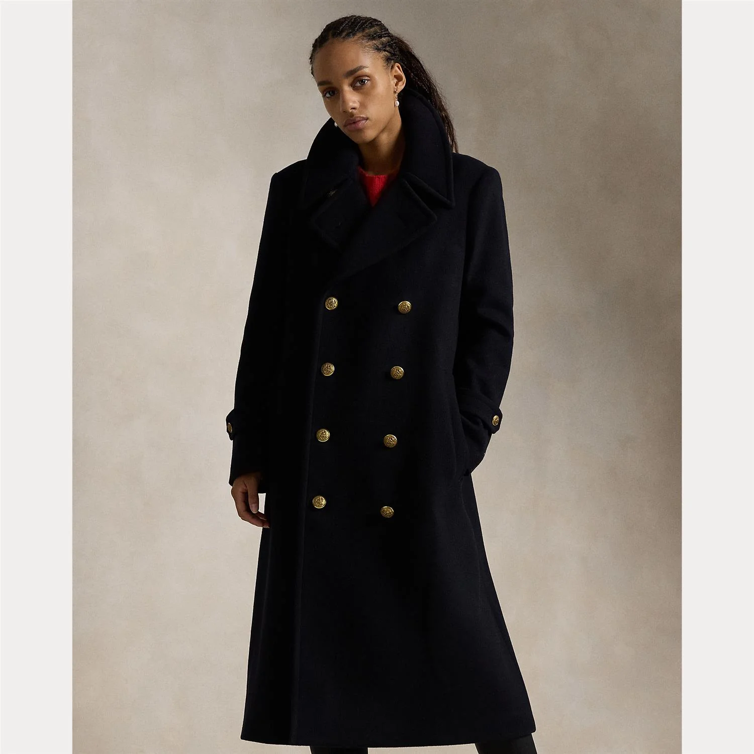 Blå Wool Melton Long Coat - Image 3
