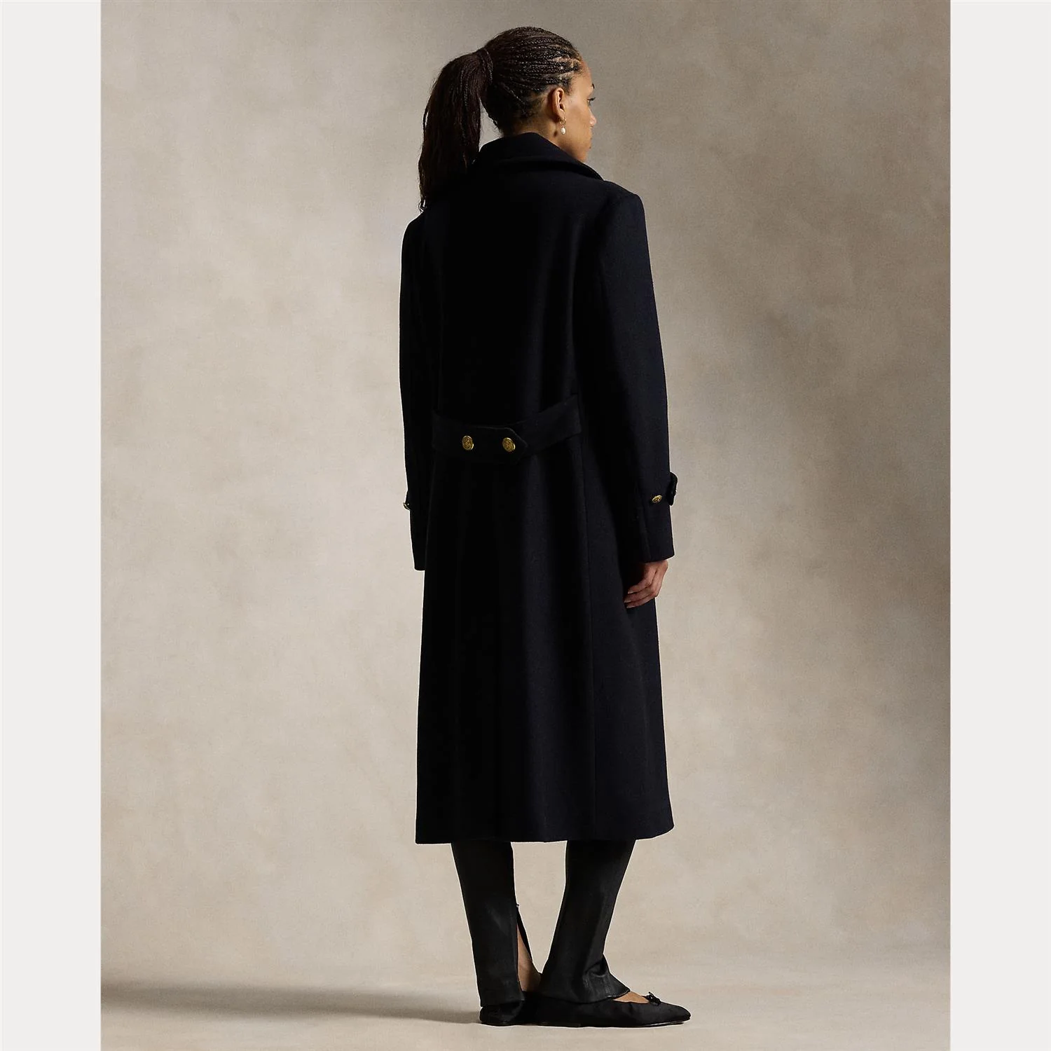 Blå Wool Melton Long Coat - Image 4