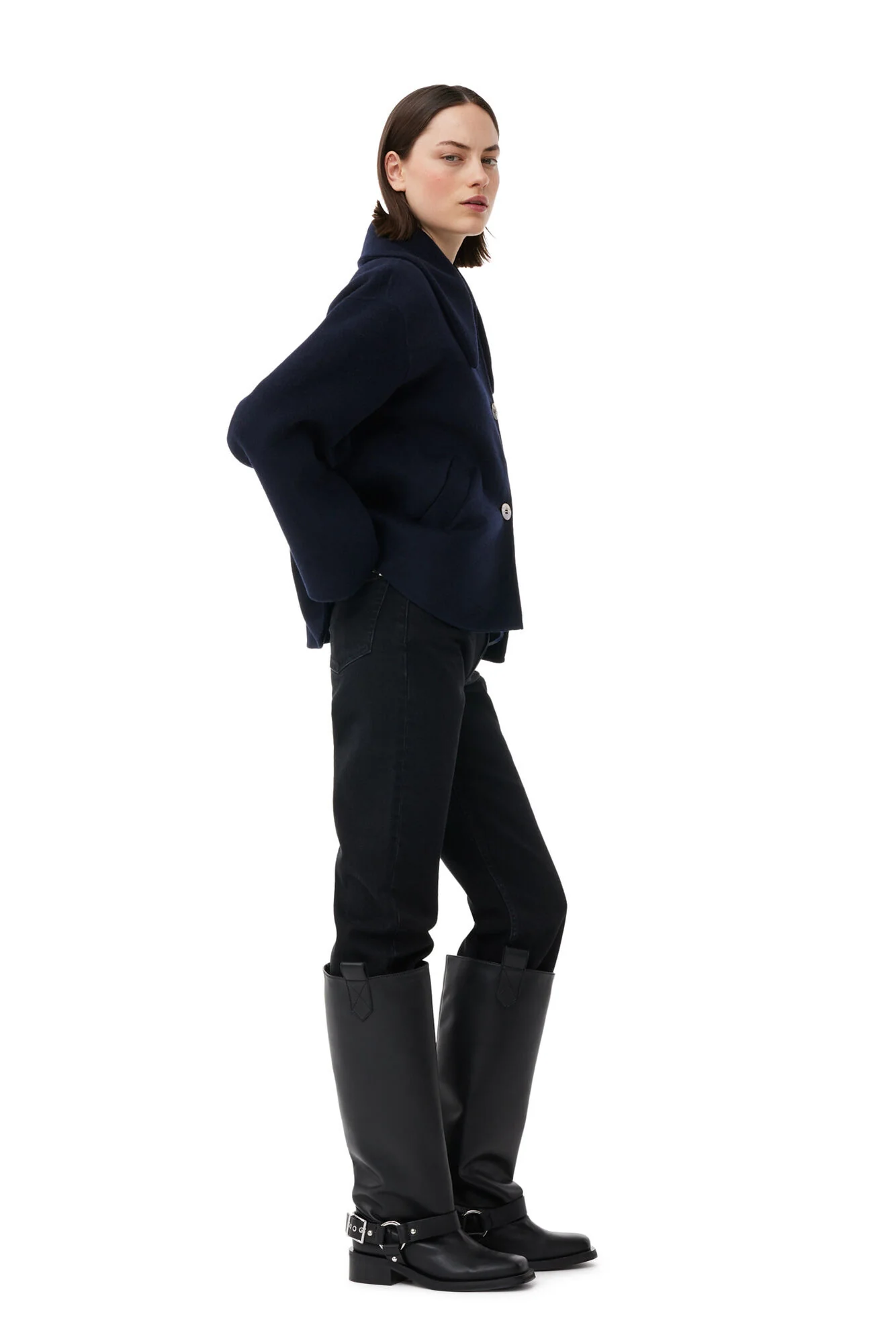 Blå Wool Wide Collar Jacket - Image 5