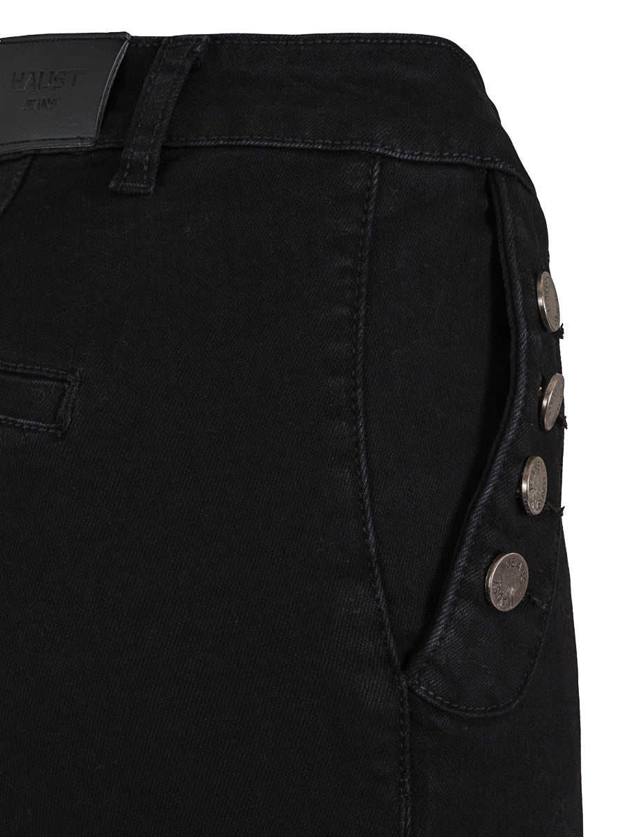 Black Button Detail Denim - Image 2