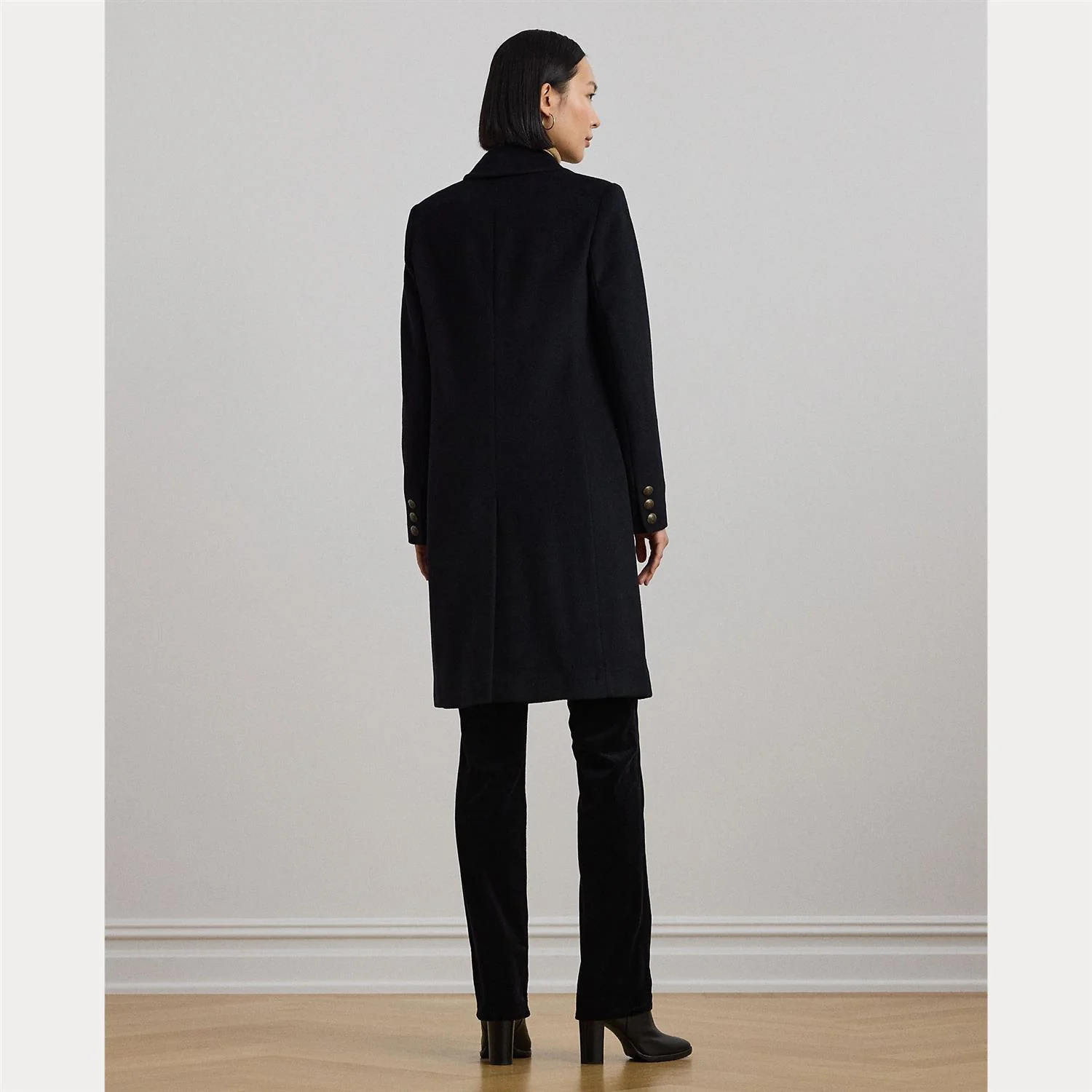 Black Crested Wool Lined Coat - Image 4