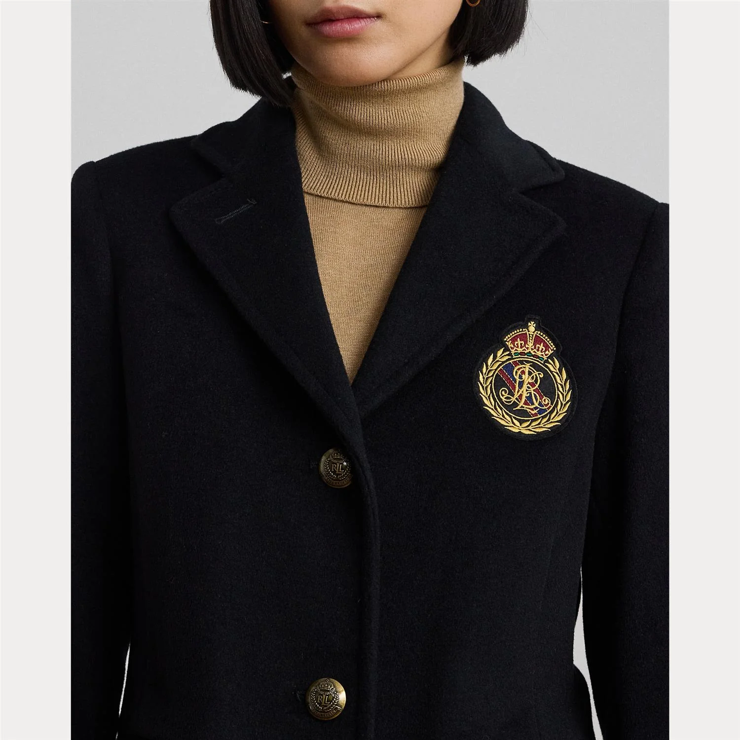Black Crested Wool Lined Coat - Image 5