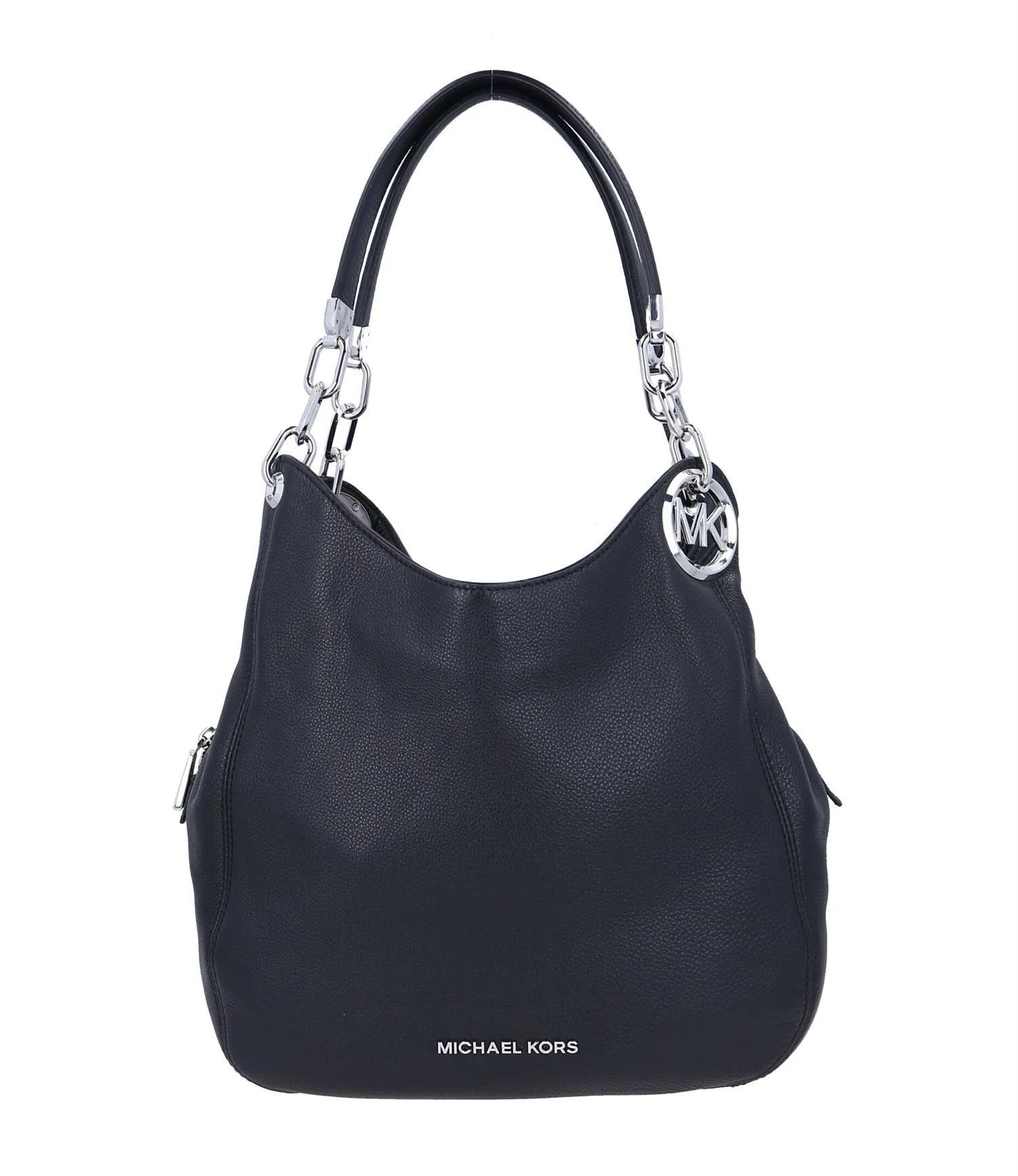 Black LG Chain Shldr Tote Sh Rhodium
