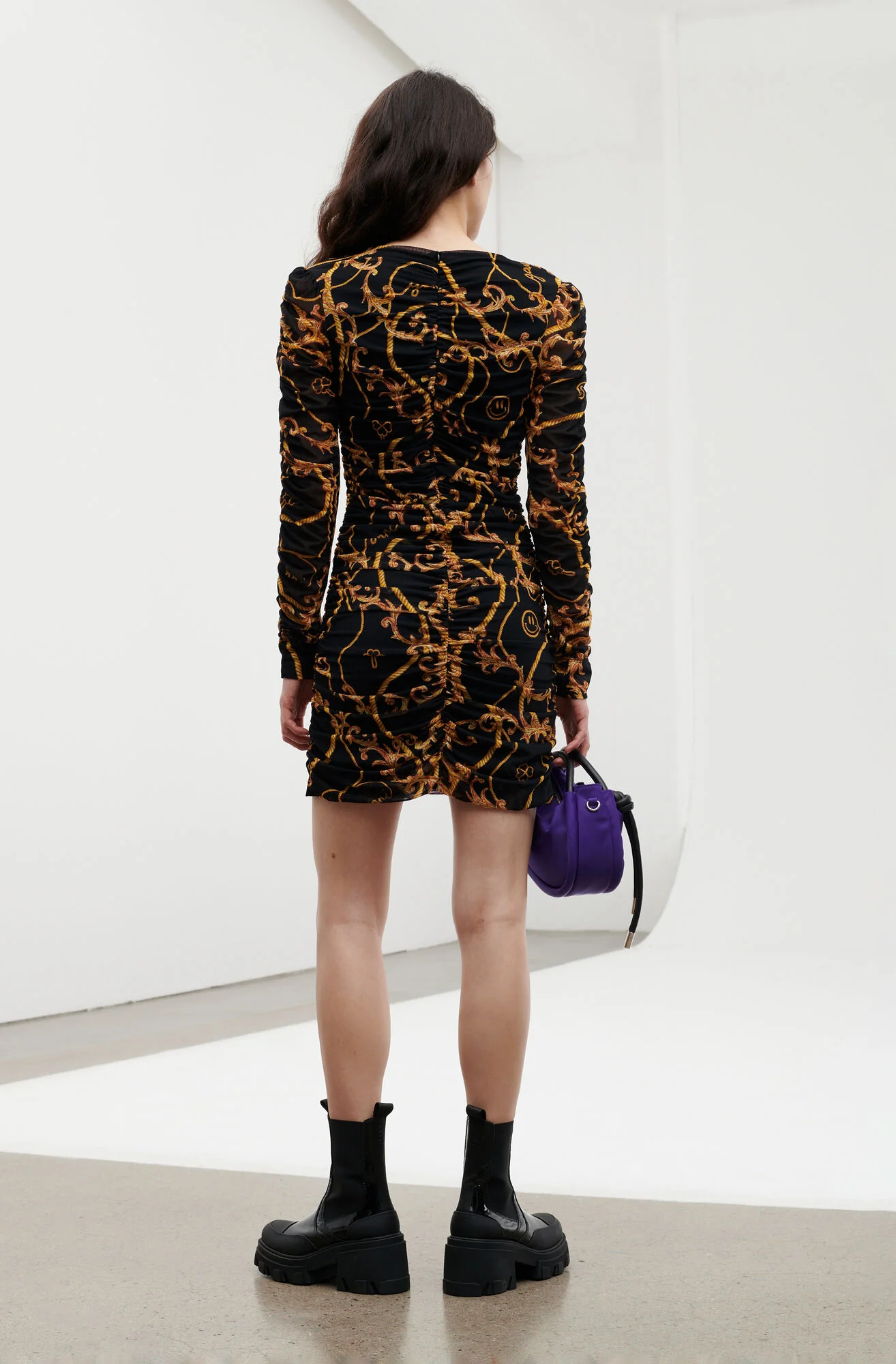 Black Printed Mesh dress - Image 3