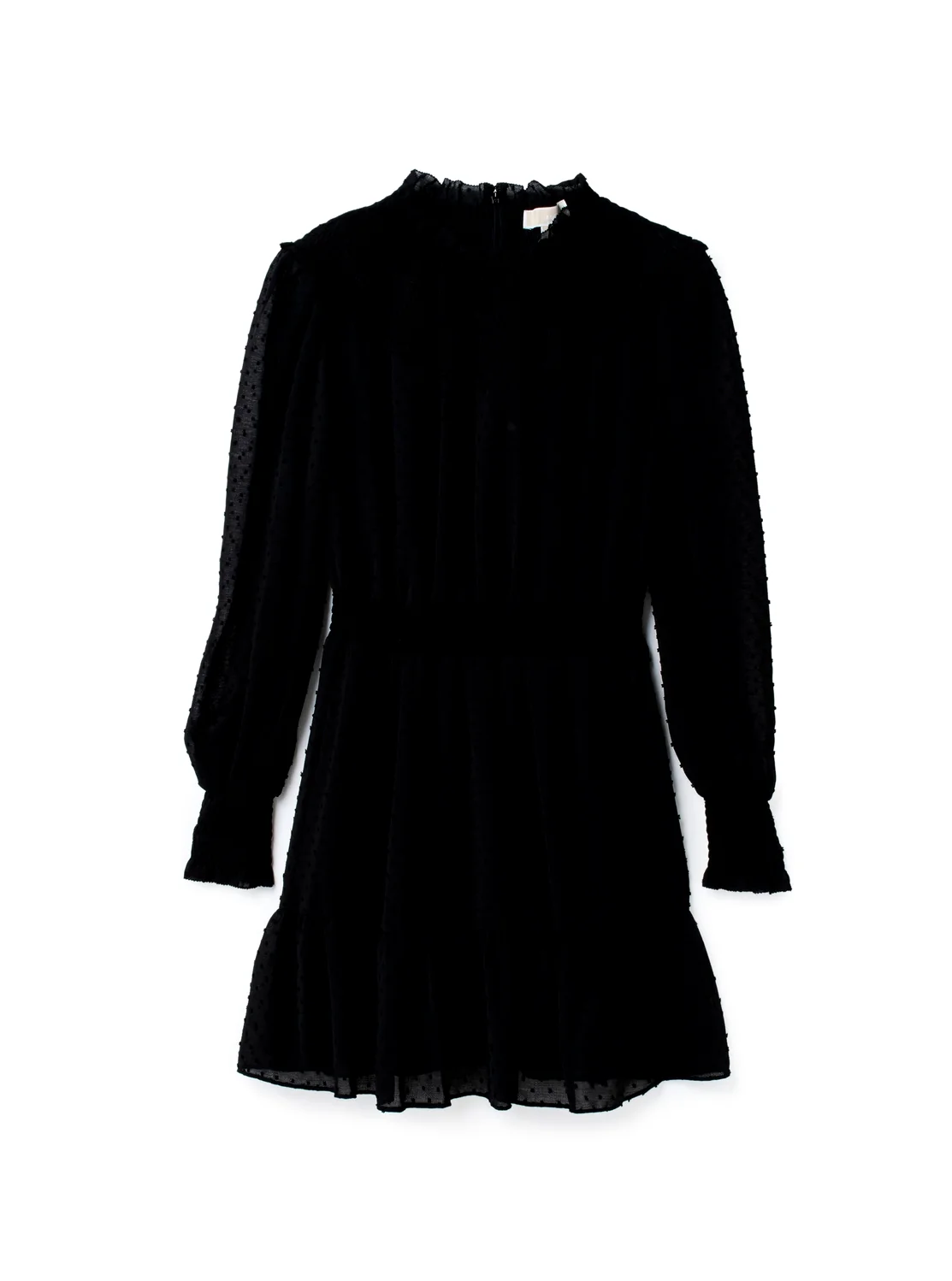 Black Swiss Dot Smocked Dress