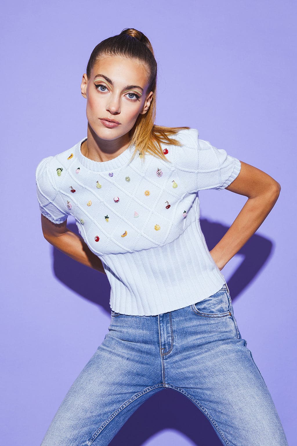 Blue Knit Fruit Pullover RJ0170 - Image 3