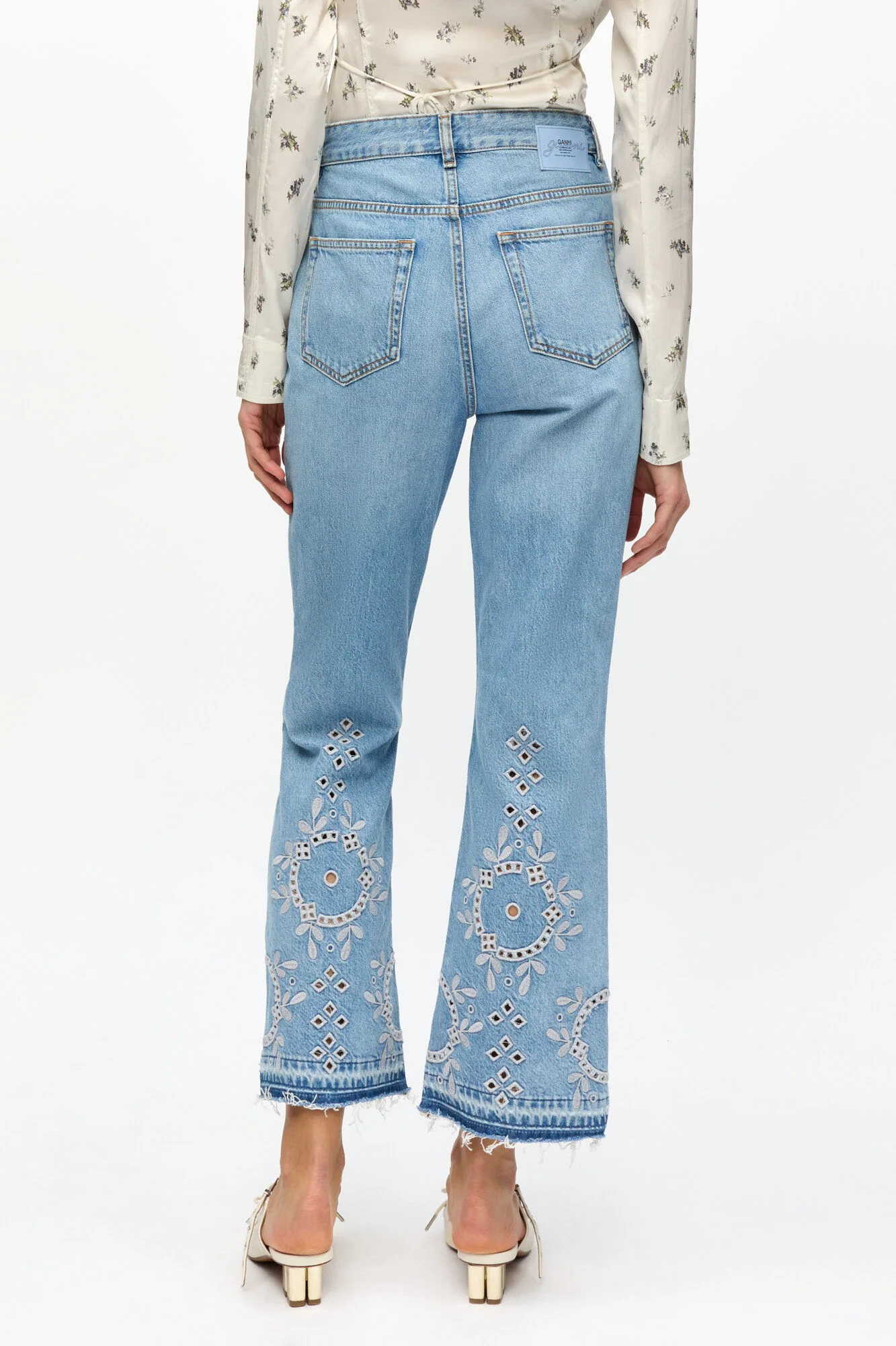 Broderie Anglaise Denim Betzy Cropped - Image 5