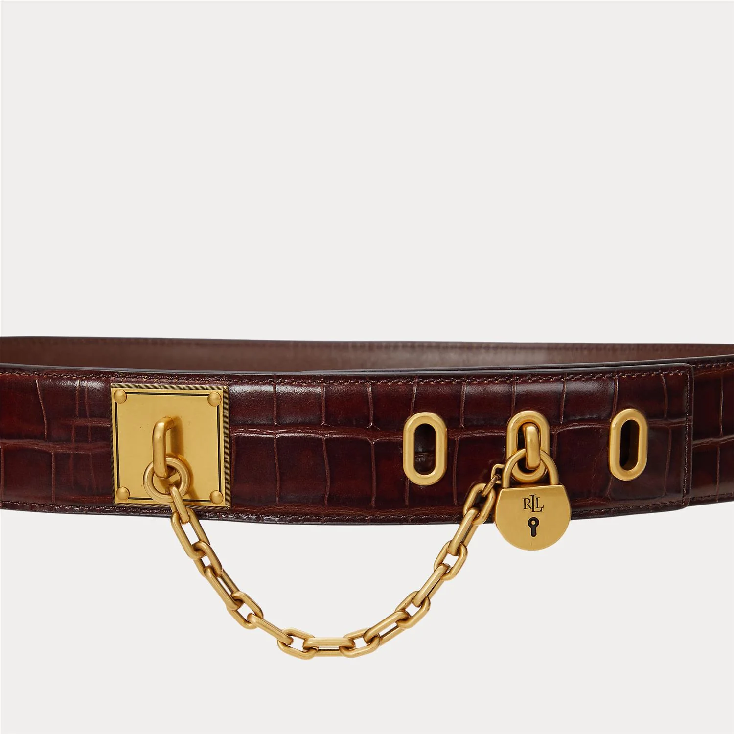 Brunt Croc Embrossed Chain Padlock Belt - Image 2