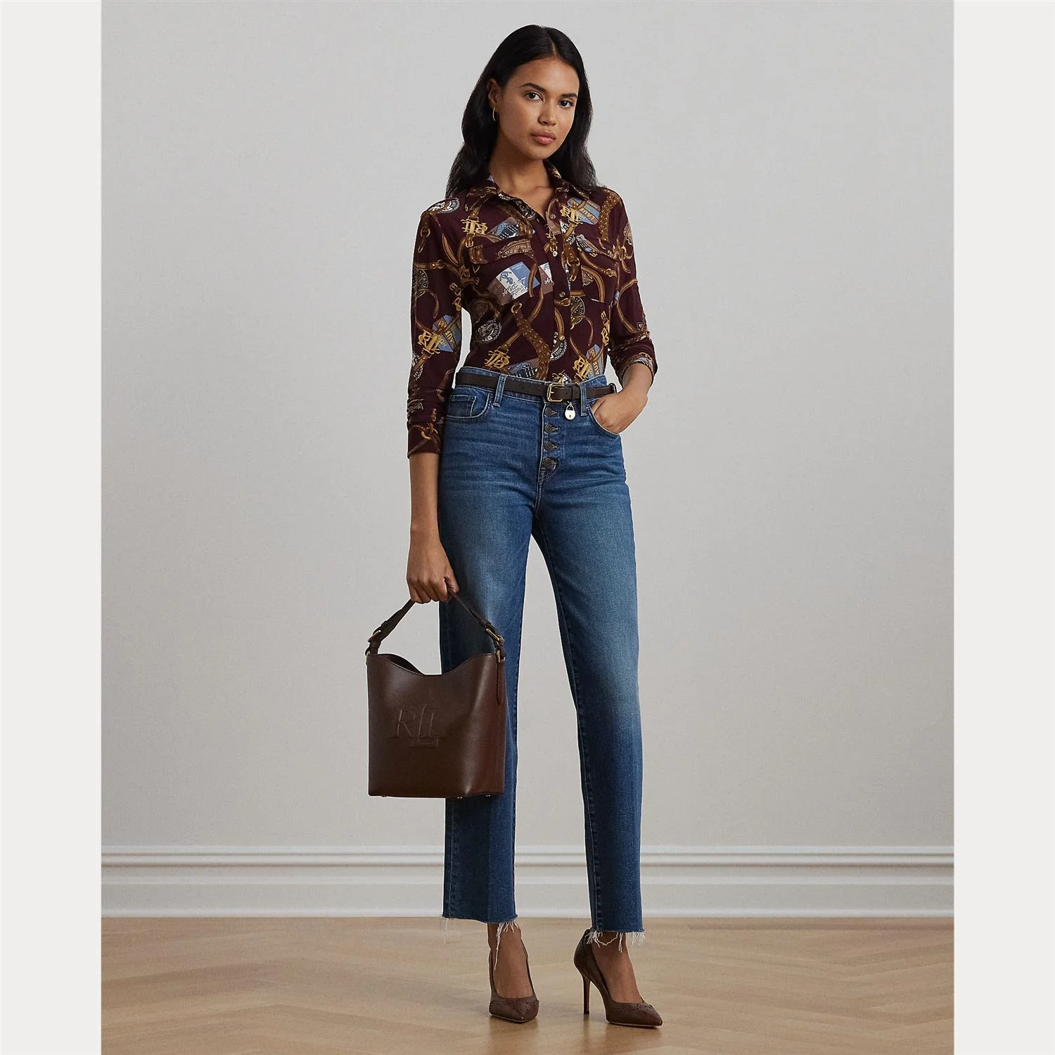 Burgunder Print stretch jersey shirt - Image 2