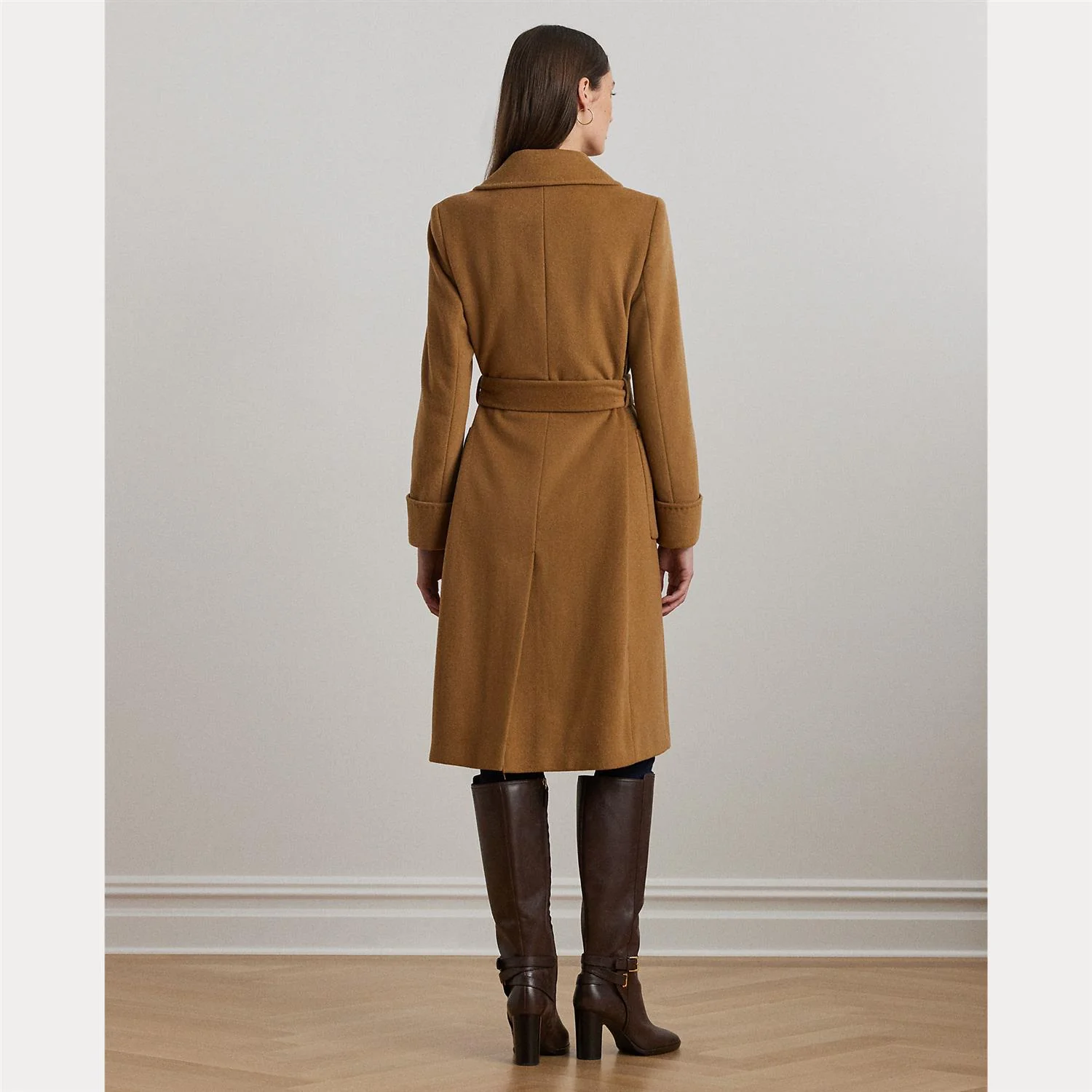 Camel Double Faced Wool BlendWrap Coat - Image 4
