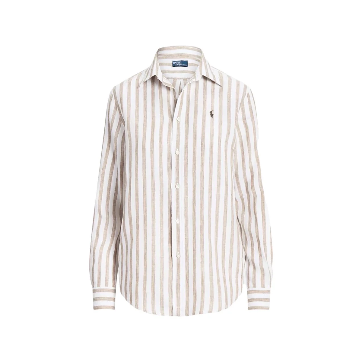 Camel/White Relaxed Long Slv Shirt