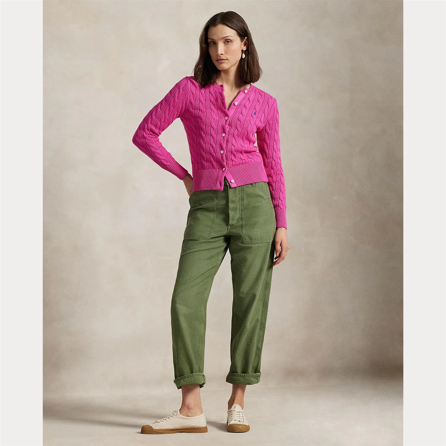 Cerice Cabel Knit cotton crewneck cardigan - Image 3