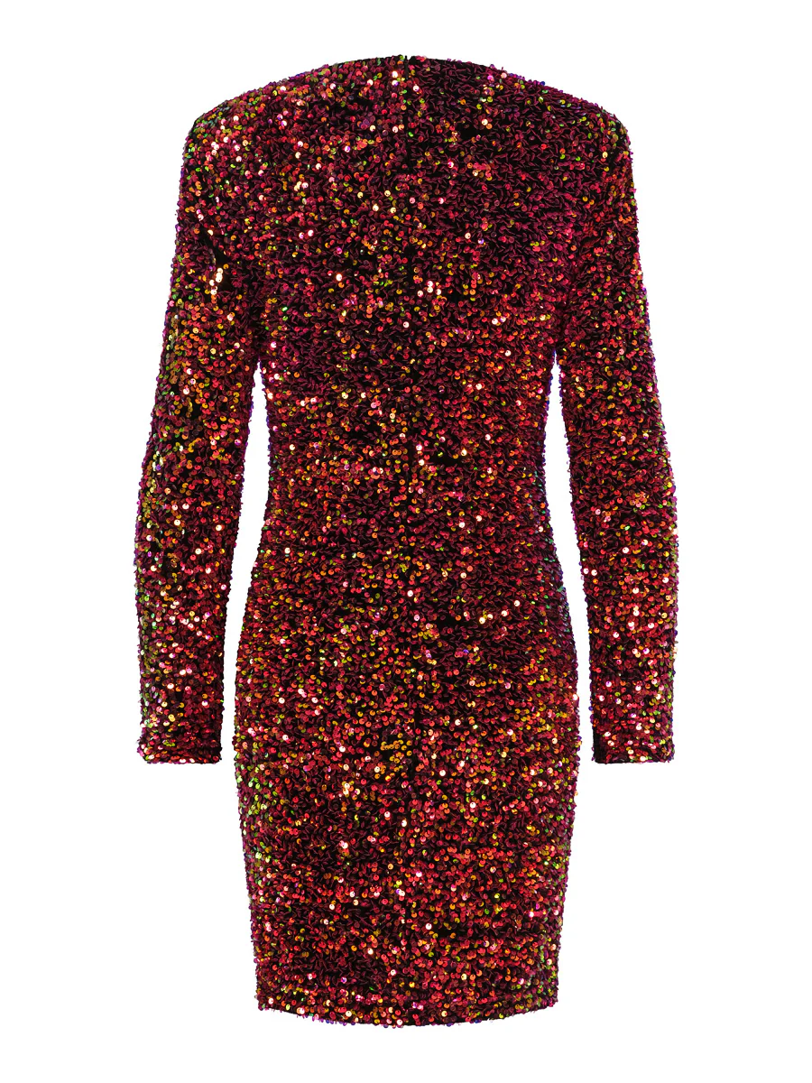 Cerise Fashion Sequins Dress - Image 2