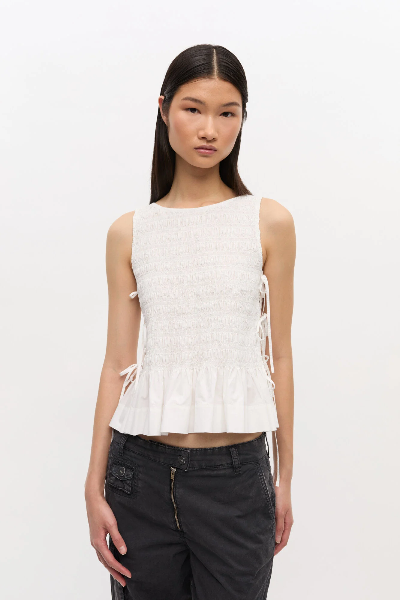 Cotton Poplin Tie String Top