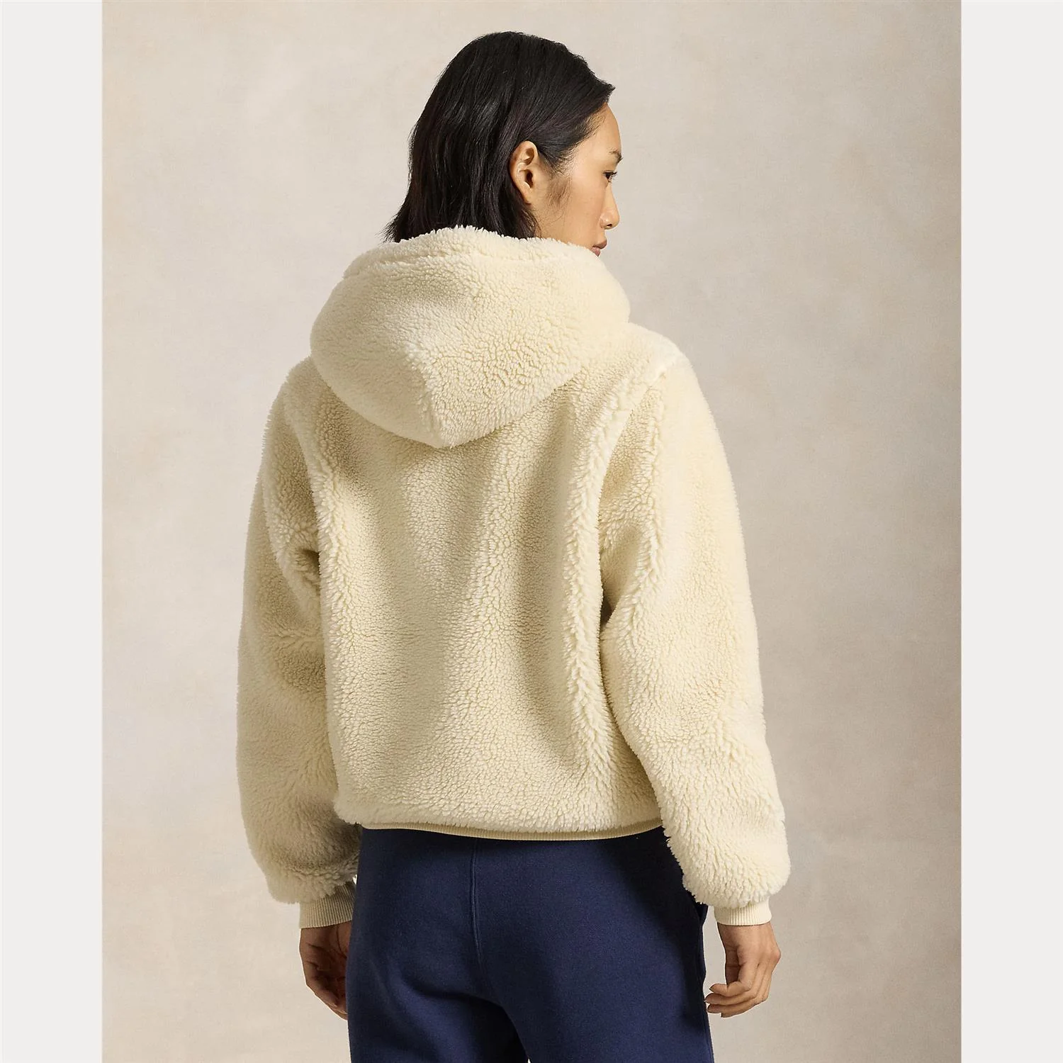 Cream Fleece Full Zip Hoodie - Image 4