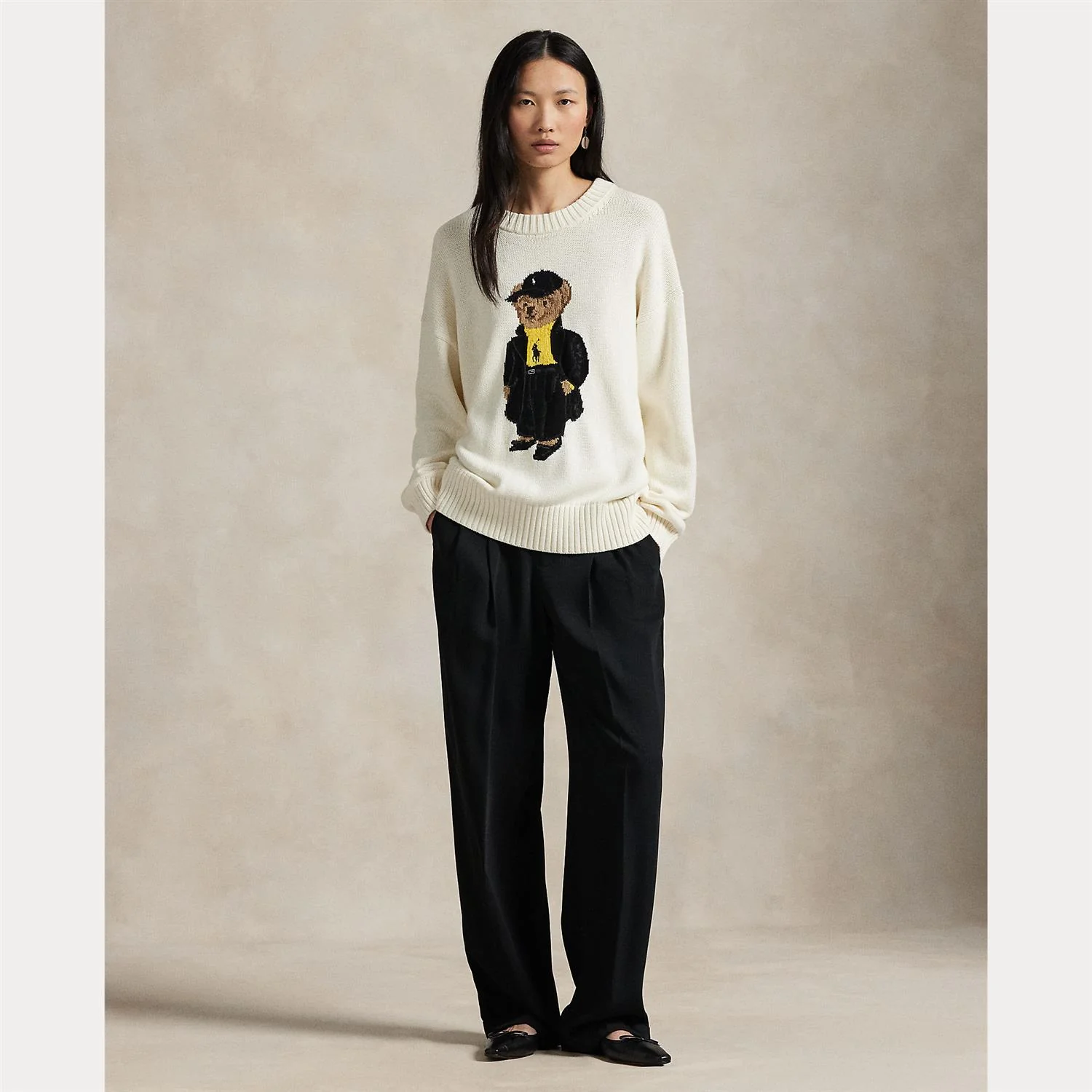 Cream Polo Bear crewneck pullover - Image 3
